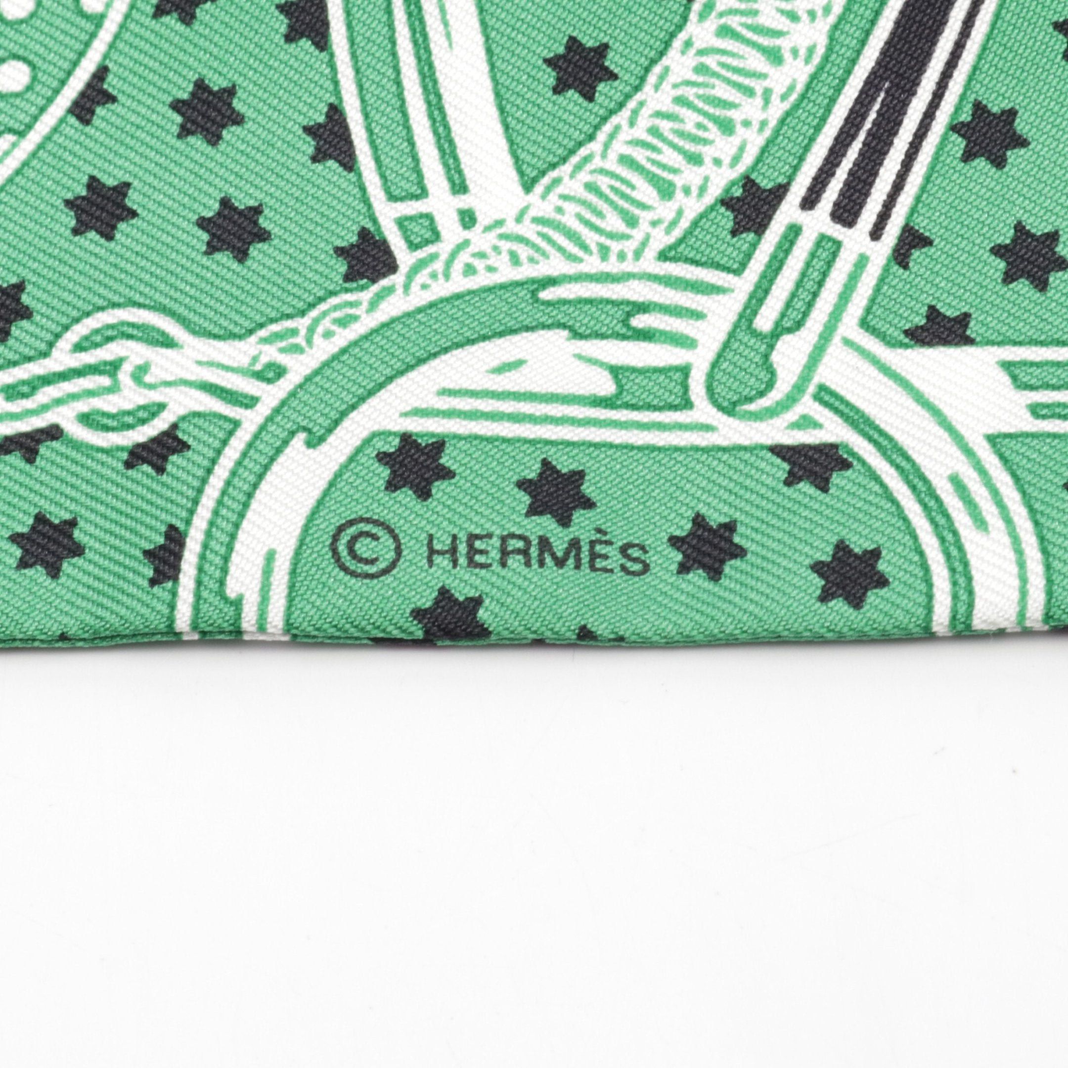 Hermes Hermes Twilly Eperon Ribbon Scarf Silk Green Multicolor Size ONE SIZE - 2 Thumbnail