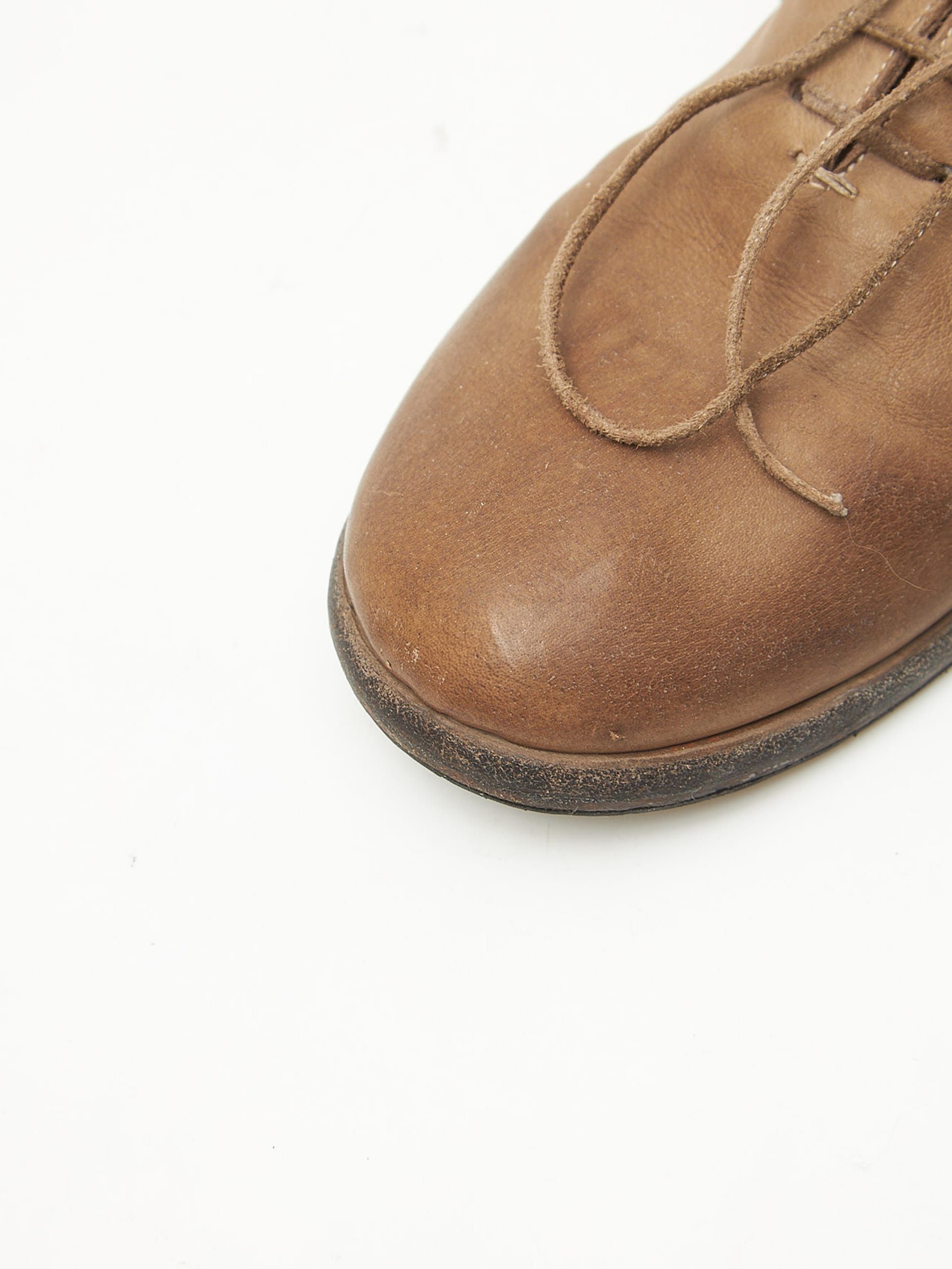 Masnada Brown Leather Low Shoes Size US 7 / EU 40 - 4 Thumbnail