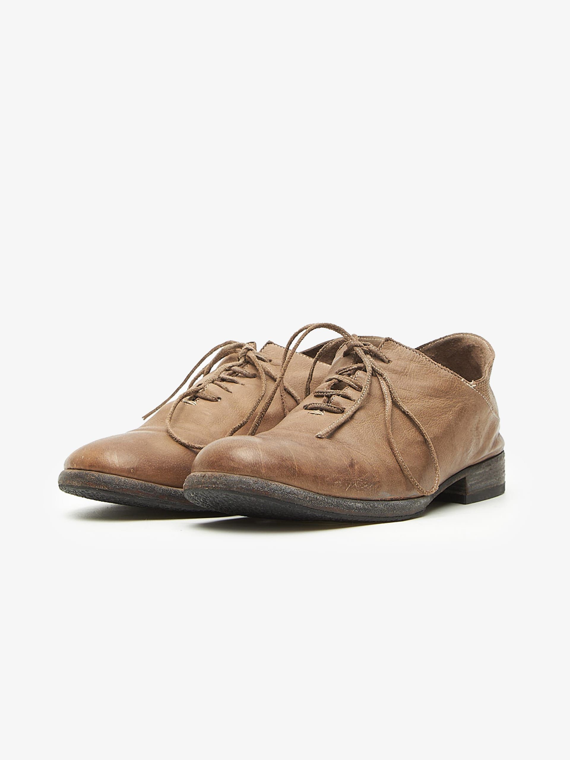 Masnada Brown Leather Low Shoes Size US 7 / EU 40 - 2 Thumbnail