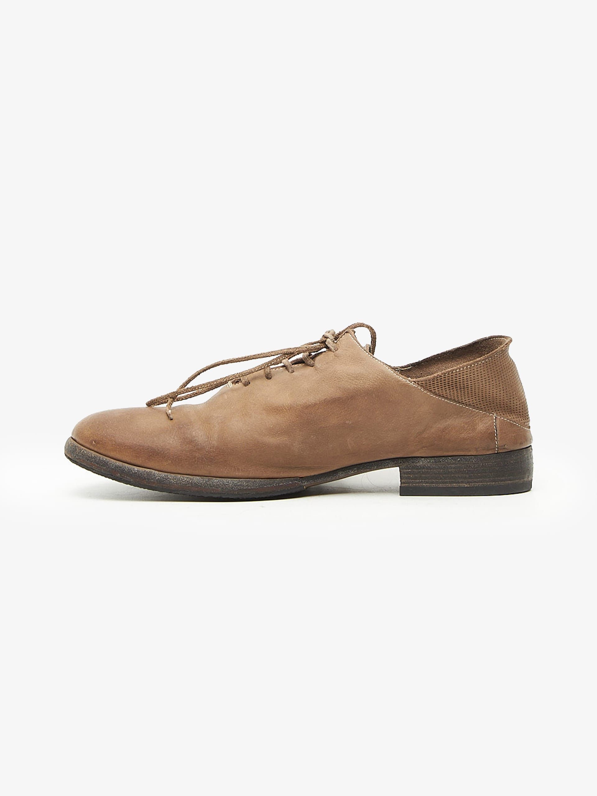 Masnada Brown Leather Low Shoes Size US 7 / EU 40 - 3 Thumbnail