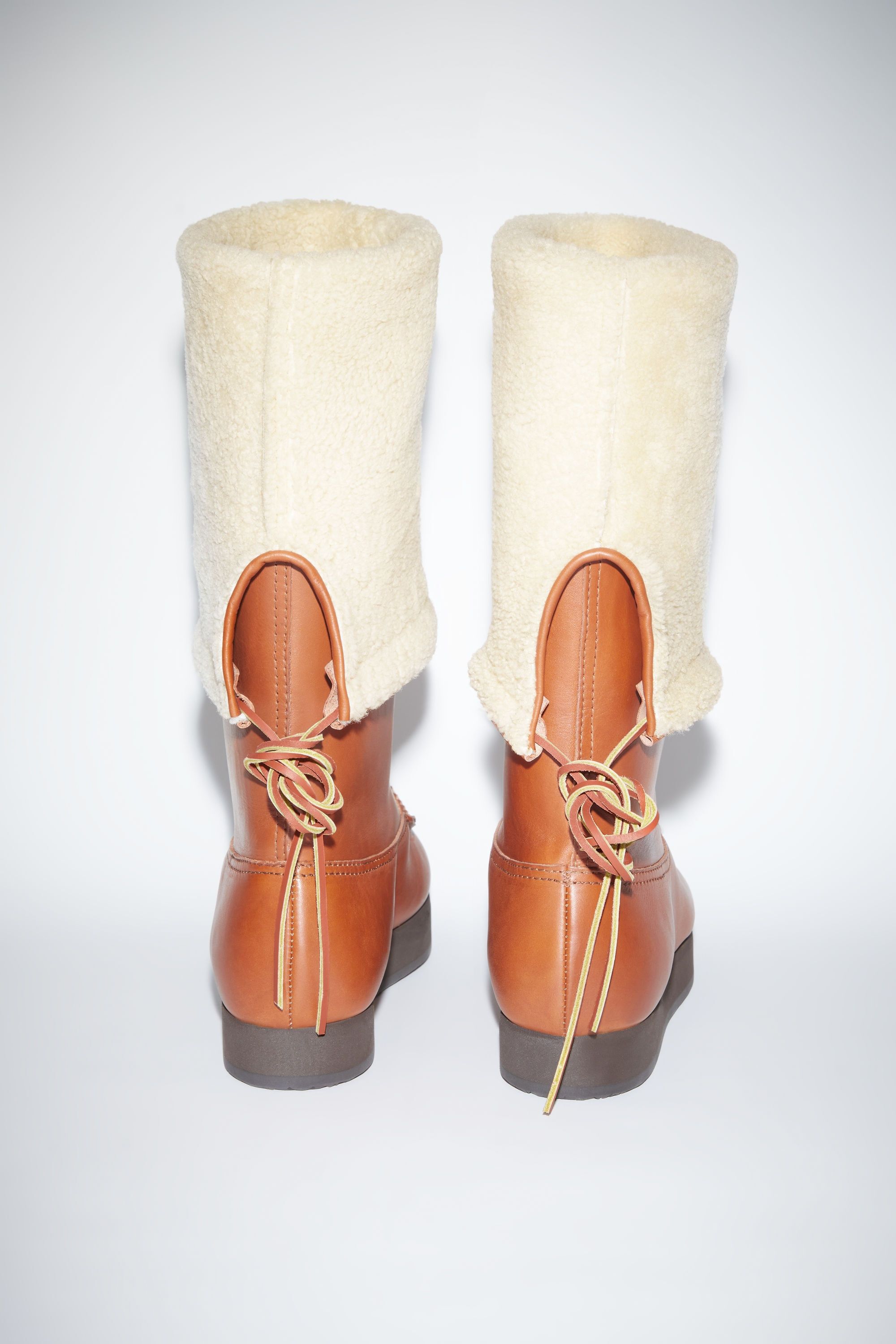 Acne Studios Leather boots reversible shearling - Cognac brown Size US 5 / IT 35 - 3 Thumbnail