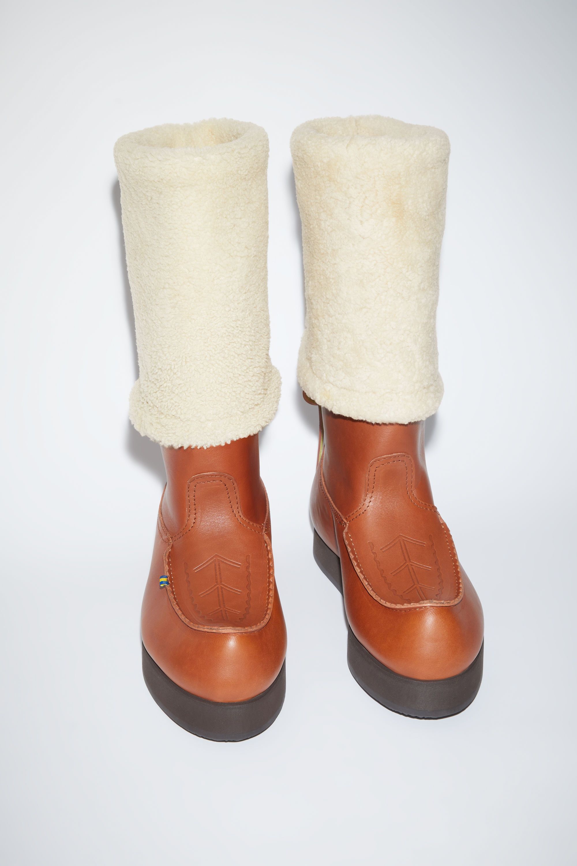 Acne Studios Leather boots reversible shearling - Cognac brown Size US 8 / IT 38 - 2 Thumbnail