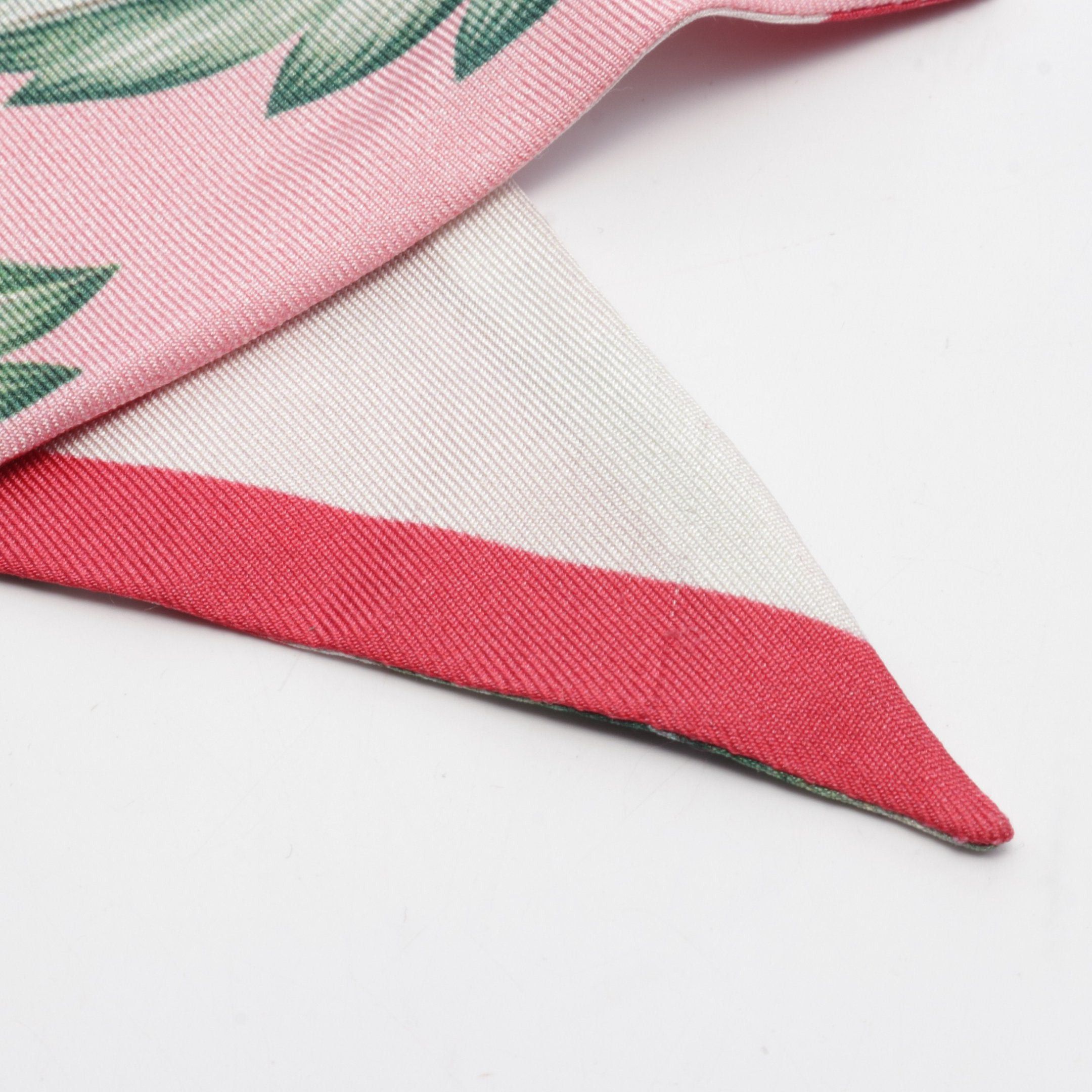 Gucci Gucci Neck Bow Ribbon Scarf Botanical Pattern Silk Pink Multicolor Size ONE SIZE - 6 Thumbnail