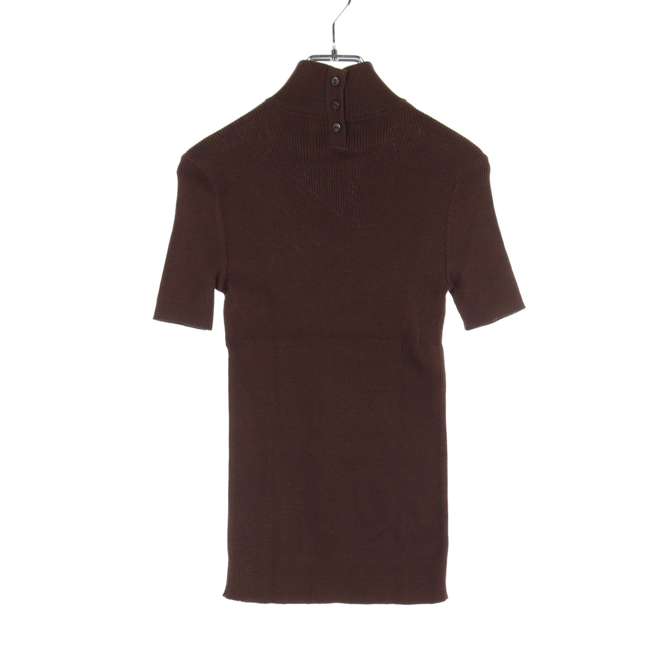 Chanel Chanel Knit High Neck Short Sleeve Cotton Brown Size ONE SIZE - 2 Thumbnail