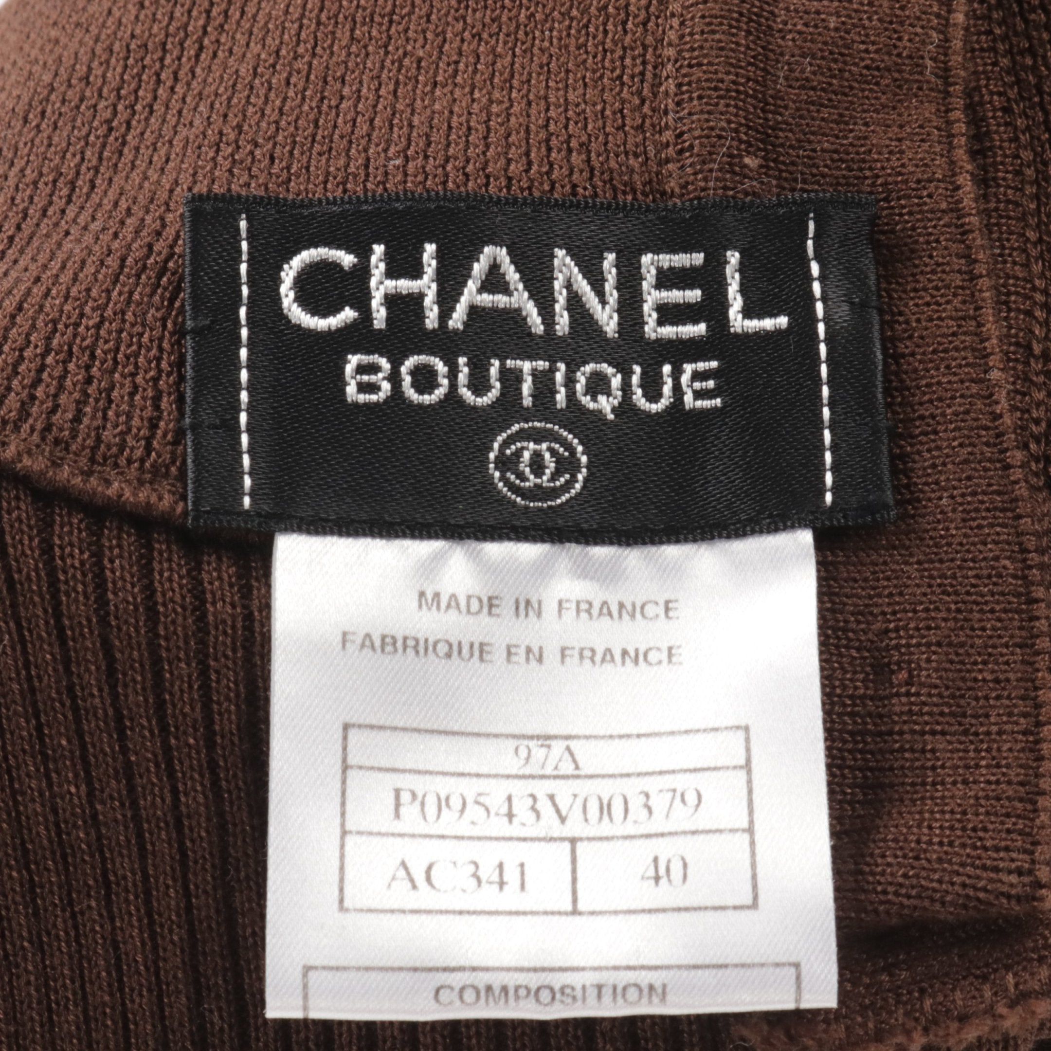 Chanel Chanel Knit High Neck Short Sleeve Cotton Brown Size ONE SIZE - 3 Thumbnail