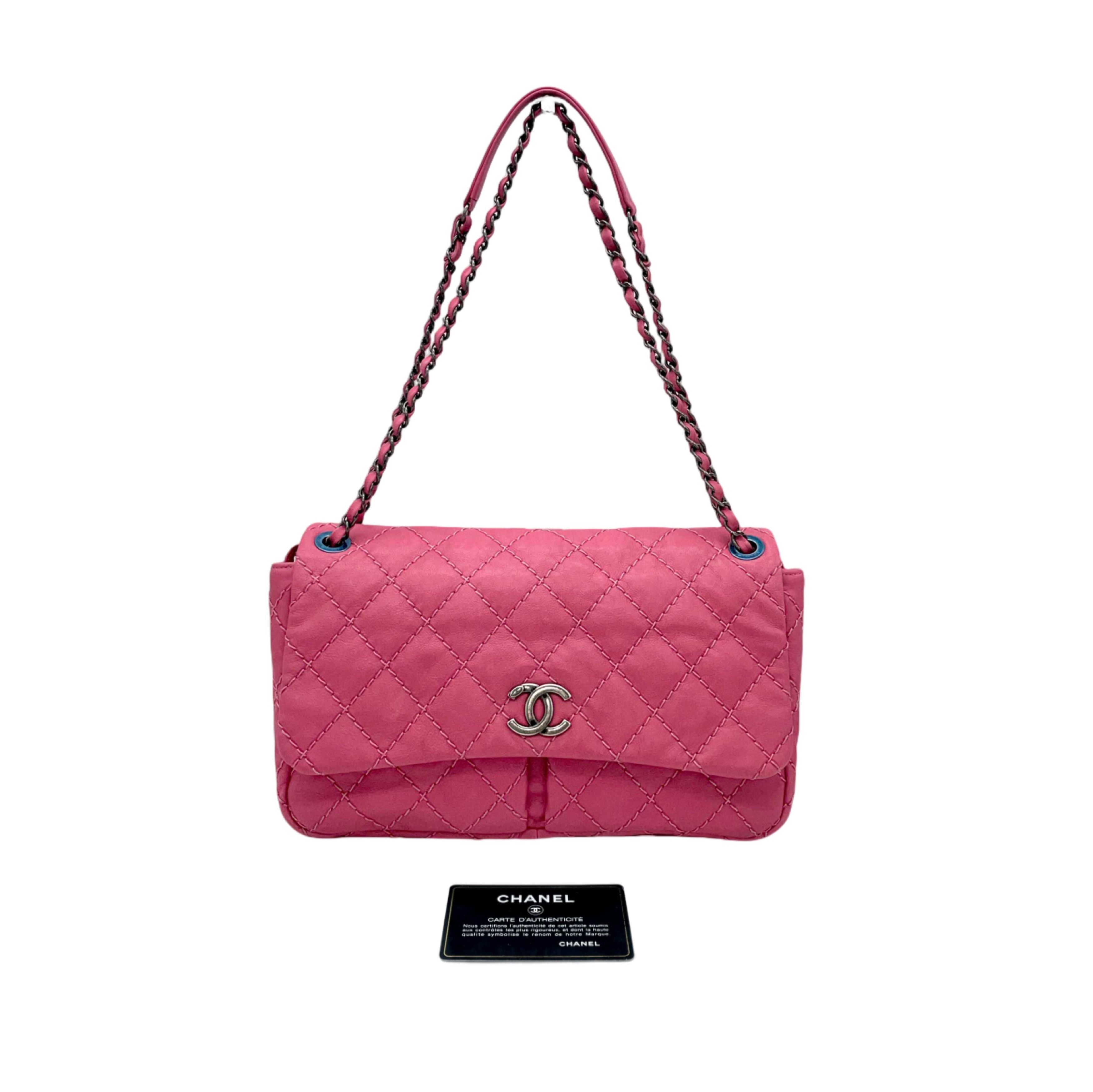 Chanel Wild Stitch Pocket Double Chain Shoulder Flap Bag