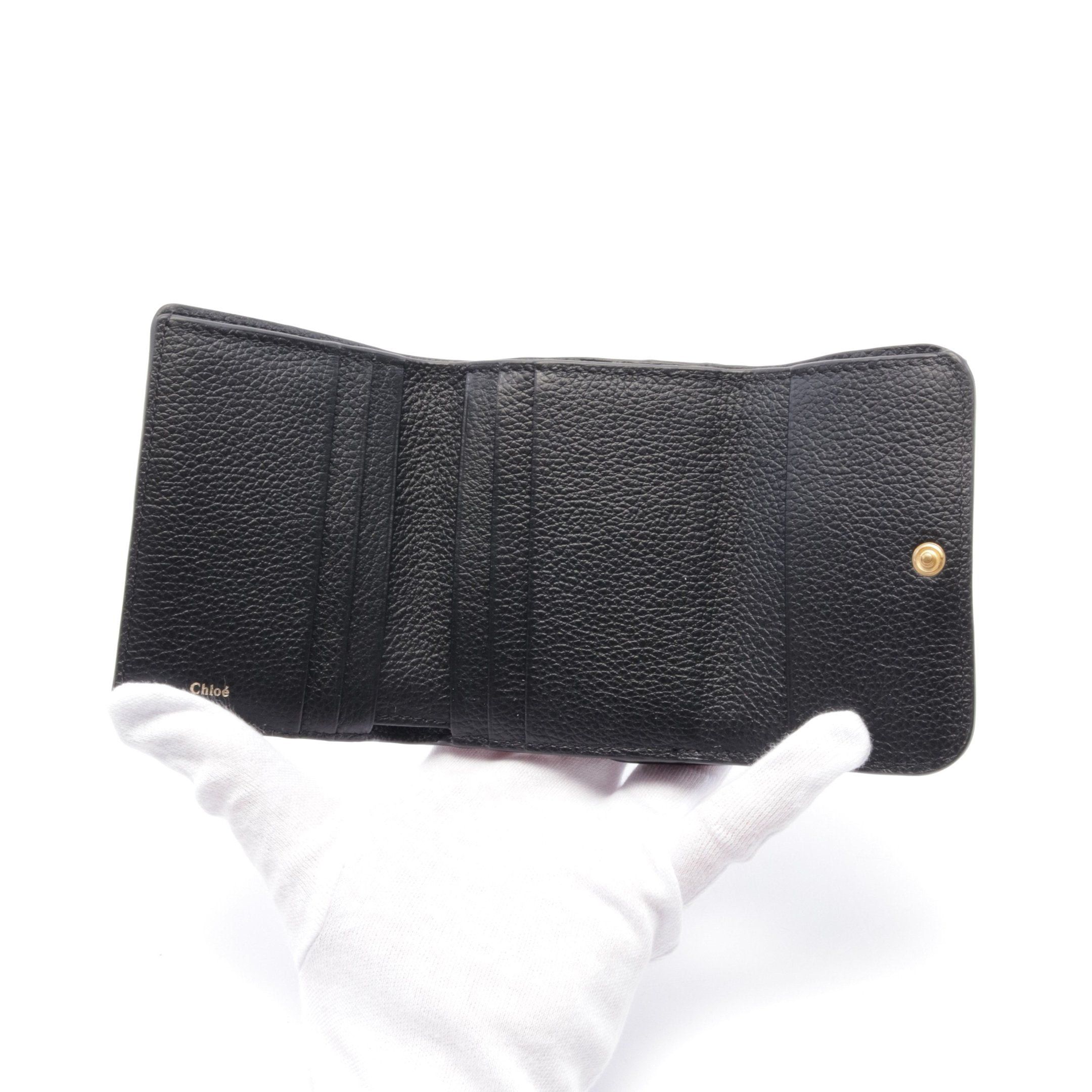 Chloe Chloe Marcie Small Trifold Wallet Leather Black Size ONE SIZE - 3 Thumbnail
