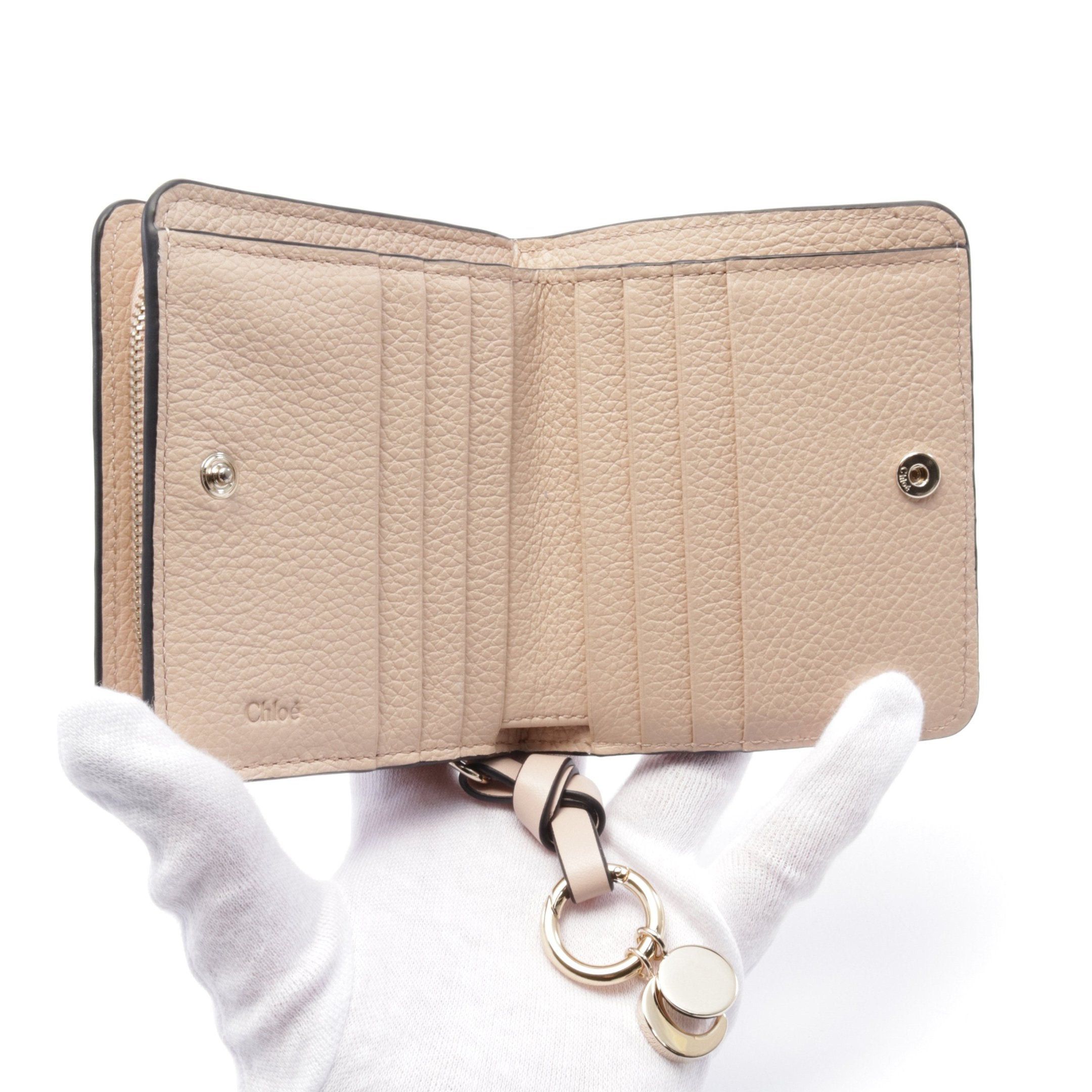 Chloe Chloe Alphabet Bi-Fold Wallet Leather Pink Beige Size ONE SIZE - 3 Thumbnail