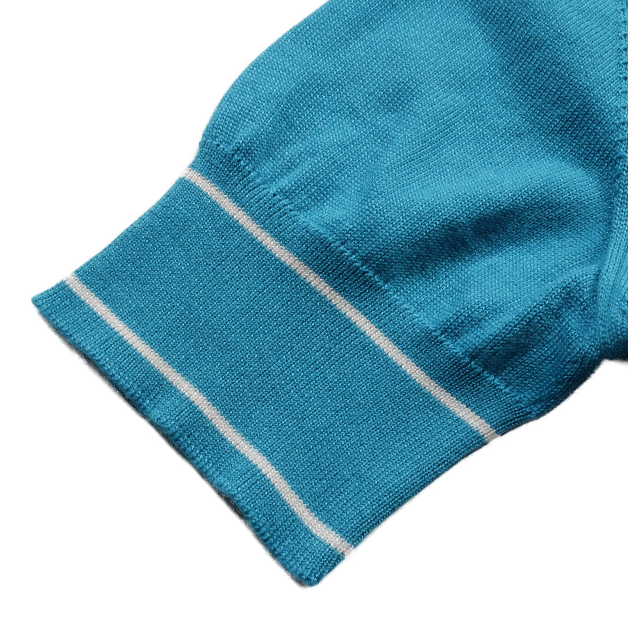 Hermes Hermes Chaîne Serie Button Cardigan V-Neck Short Sleeve Cashmere Silk Blue White Size ONE SIZE - 9 Thumbnail