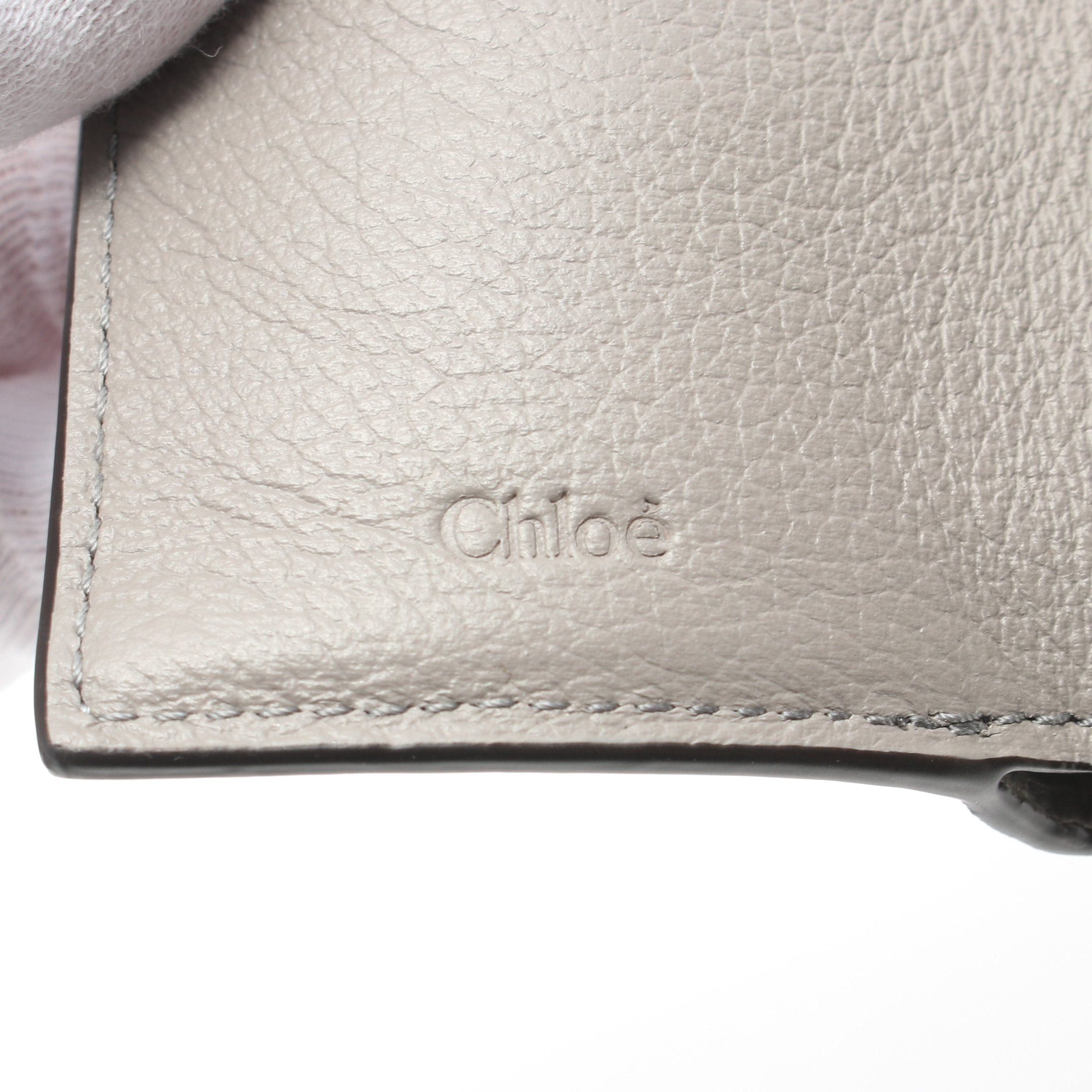 Chloe Chloe Alphabet Trifold Wallet Compact Leather Gray Size ONE SIZE - 6 Thumbnail