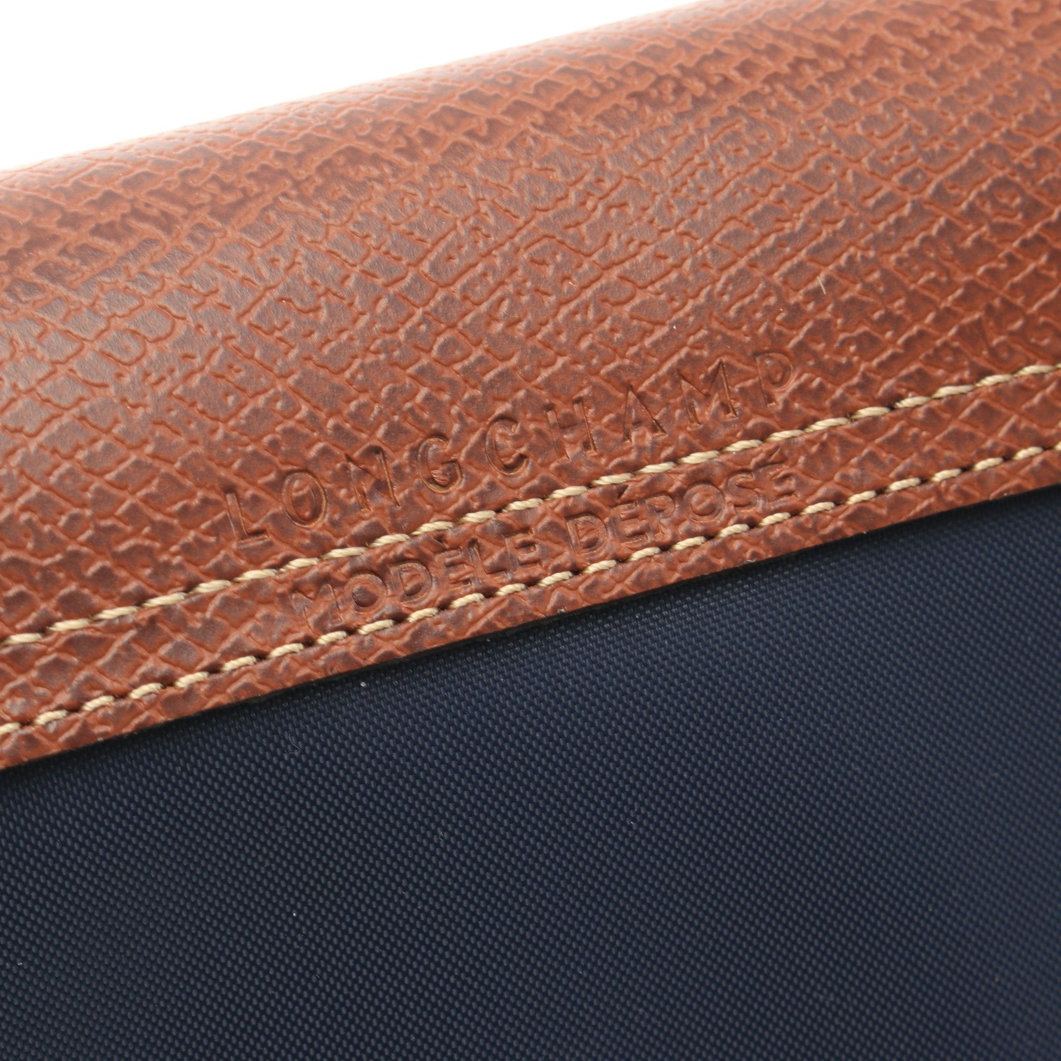 Longchamp Longchamp Le Preage Original M Shopping Bag Handbag Tote Nylon Leather Navy Brown Size ONE SIZE - 4 Thumbnail