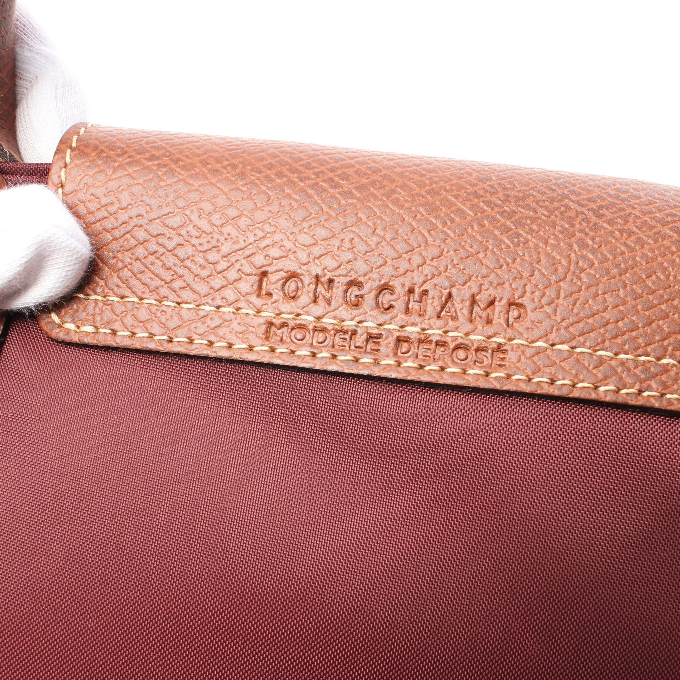 Longchamp Longchamp Le Preage Original M Shopping Bag Handbag Tote Nylon Leather Red Brown Size ONE SIZE - 4 Thumbnail