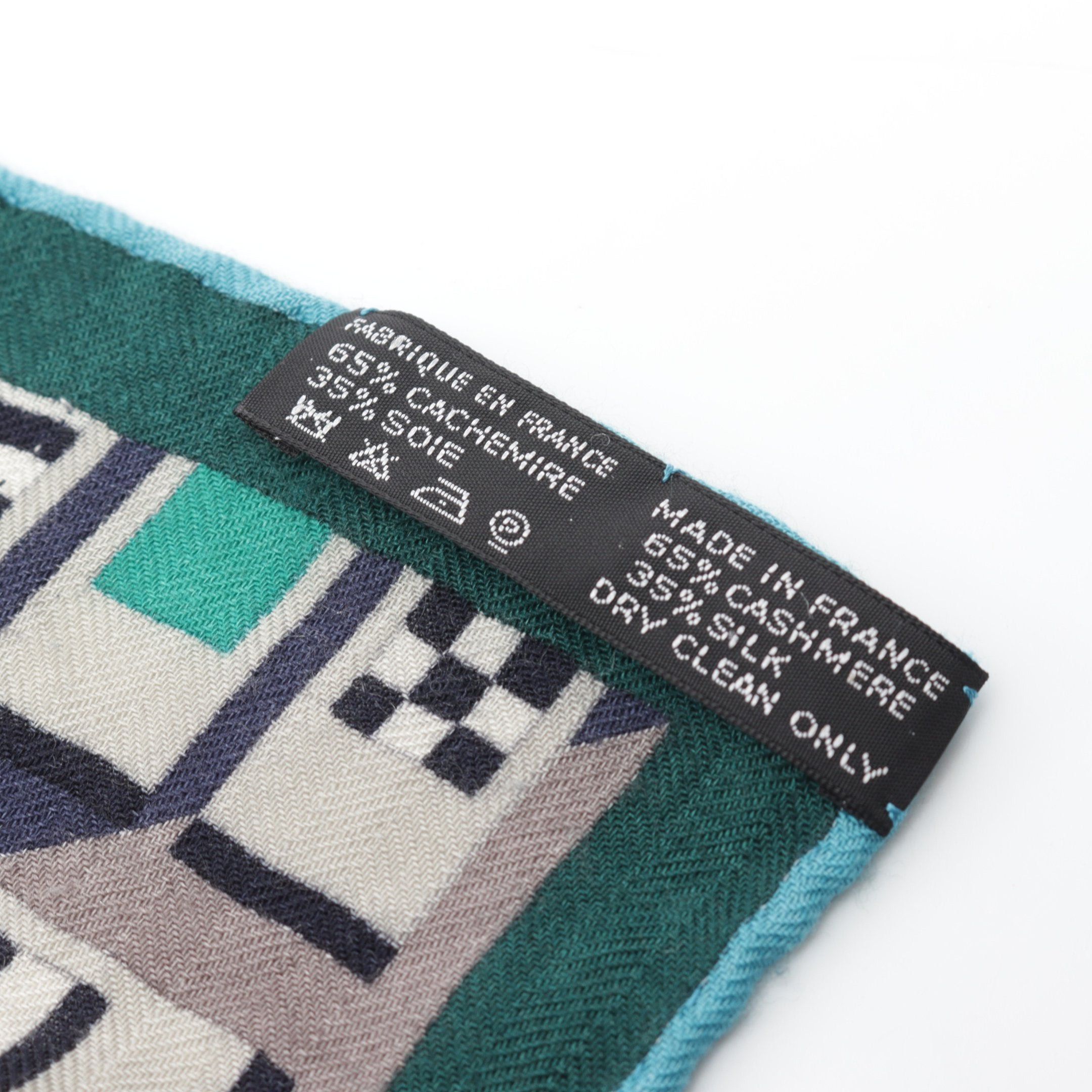Hermes Hermes Carréjean Carres 140 Brides Et Gris Scarf Shawl Cashmere Silk Navy Multicolor Size ONE SIZE - 3 Thumbnail