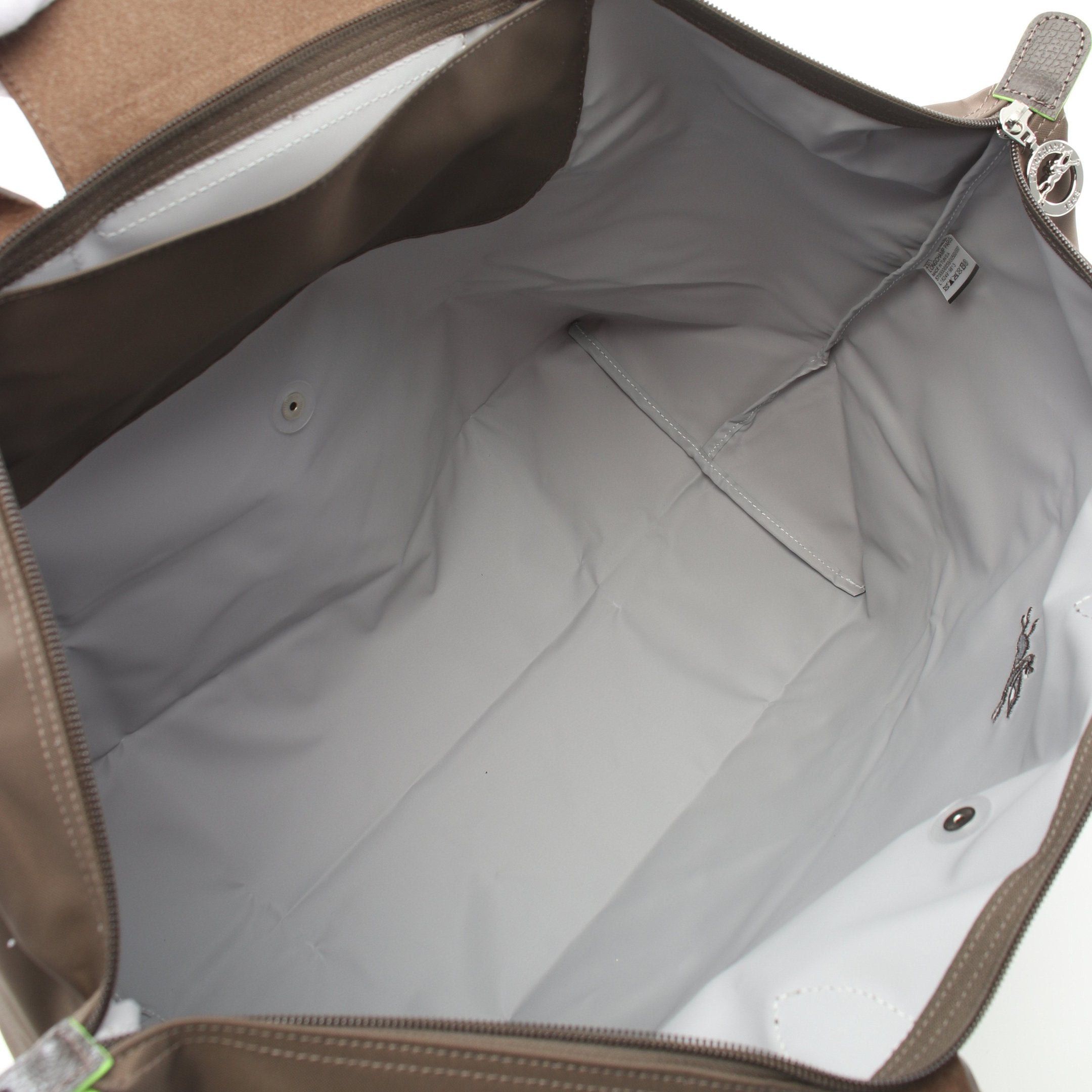 Longchamp Longchamp Le Preage Green Travel S Handbag Tote Bag Nylon Leather Gray Brown Size ONE SIZE - 3 Thumbnail