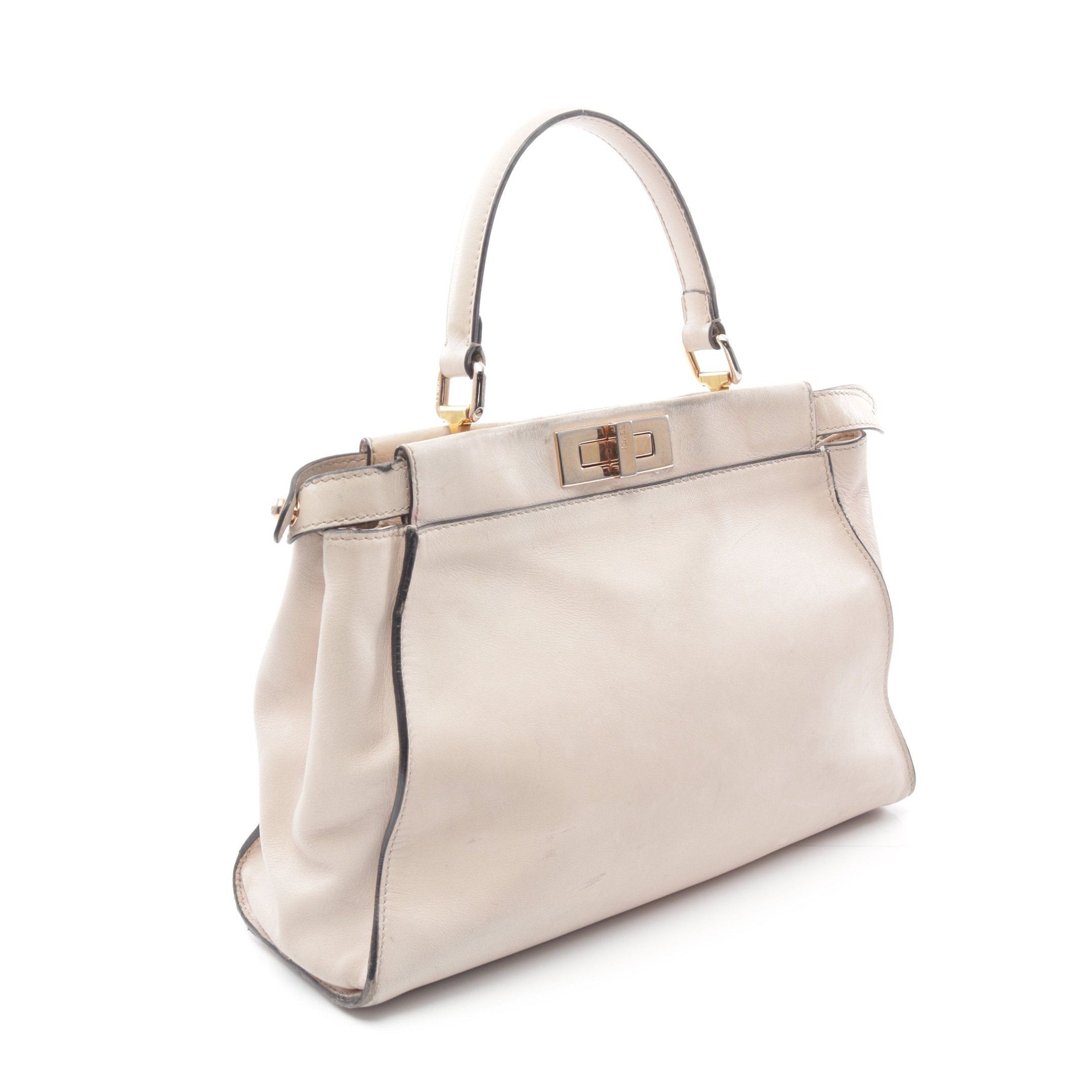 Fendi Fendi Peekaboo Regular Selleria Handbag Leather Pink Beige Size ONE SIZE - 2 Thumbnail