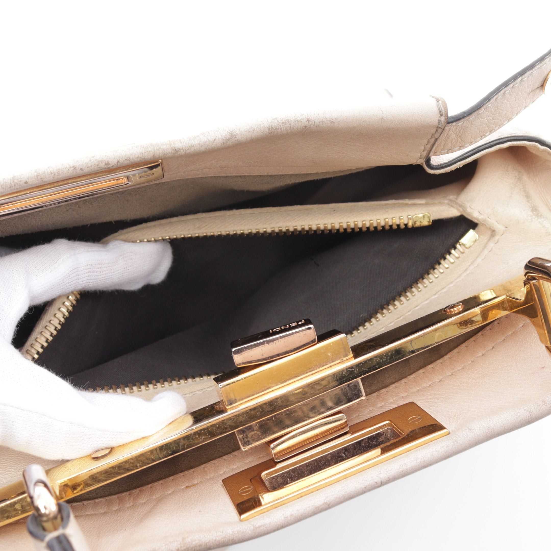 Fendi Fendi Peekaboo Regular Selleria Handbag Leather Pink Beige Size ONE SIZE - 12 Thumbnail