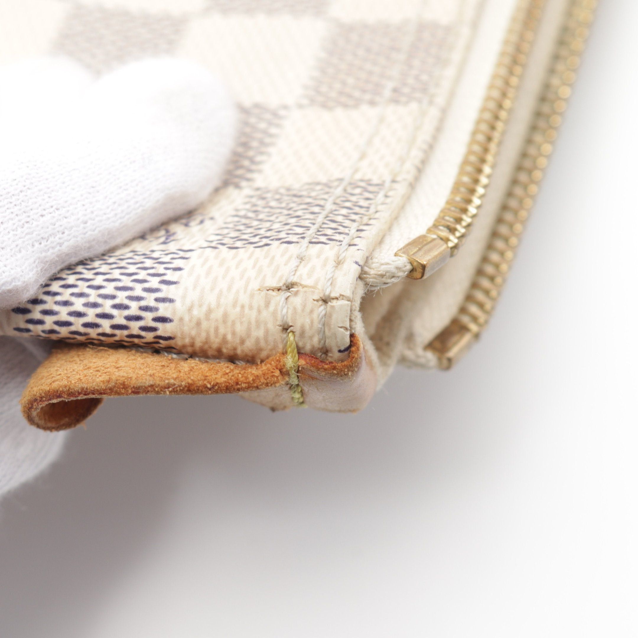 Louis Vuitton Louis Vuitton Saleya Pm Damier Azur Handbag Tote Bag Leather White Size ONE SIZE - 8 Thumbnail