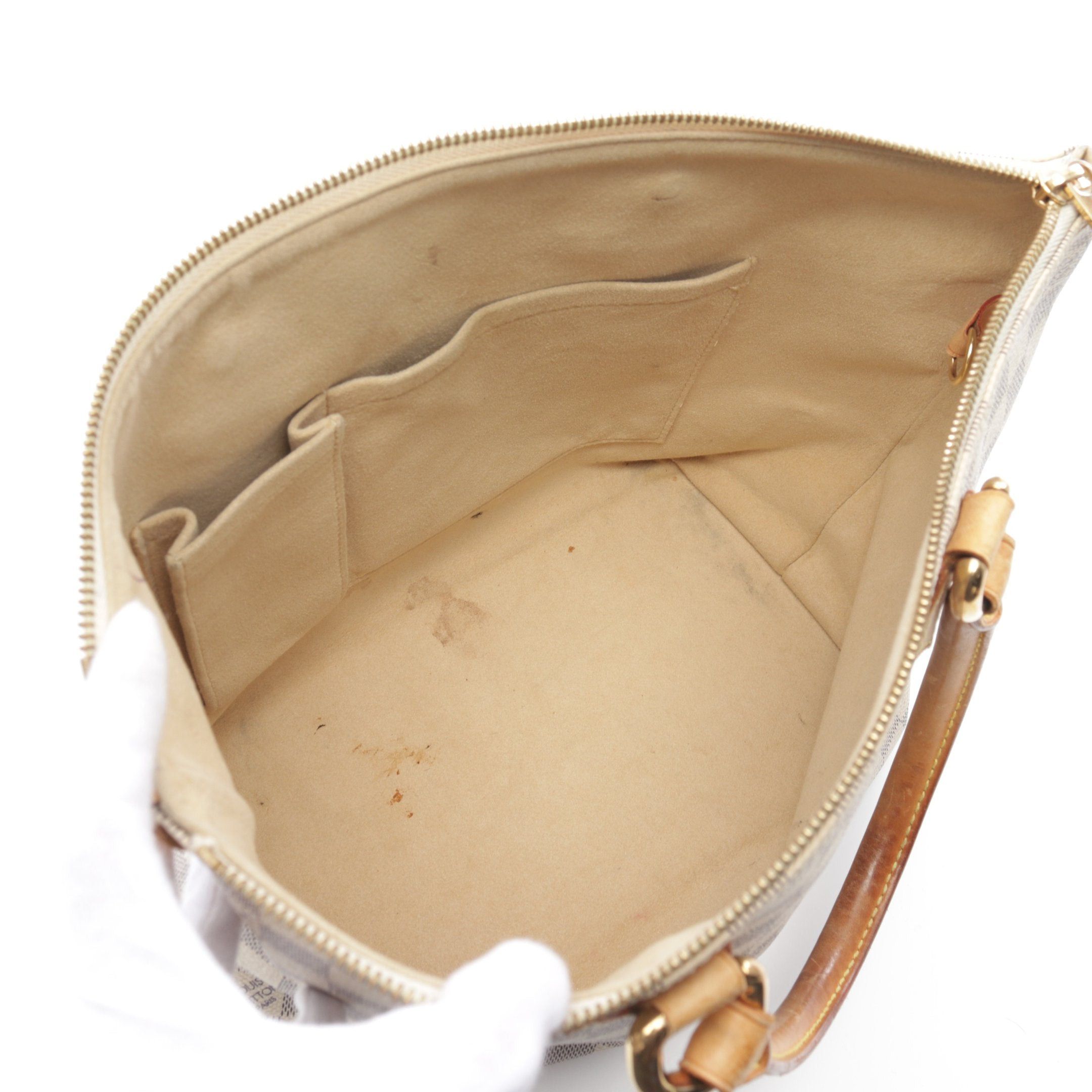 Louis Vuitton Louis Vuitton Saleya Pm Damier Azur Handbag Tote Bag Leather White Size ONE SIZE - 3 Thumbnail