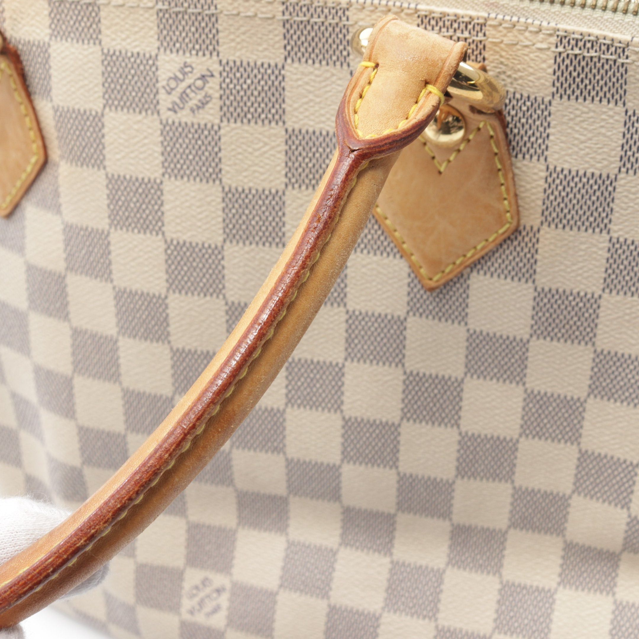 Louis Vuitton Louis Vuitton Saleya Pm Damier Azur Handbag Tote Bag Leather White Size ONE SIZE - 11 Thumbnail