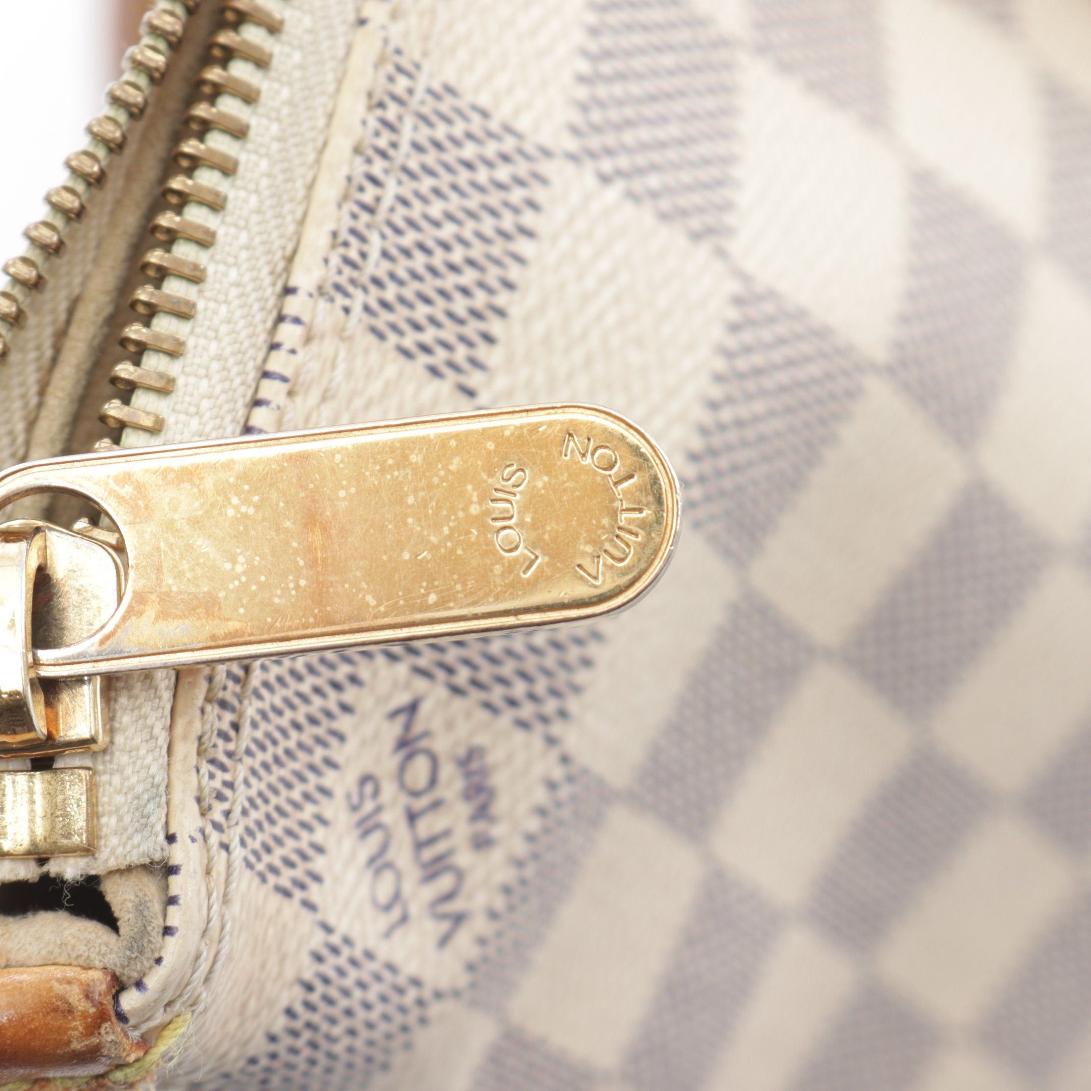 Louis Vuitton Louis Vuitton Saleya Pm Damier Azur Handbag Tote Bag Leather White Size ONE SIZE - 4 Thumbnail