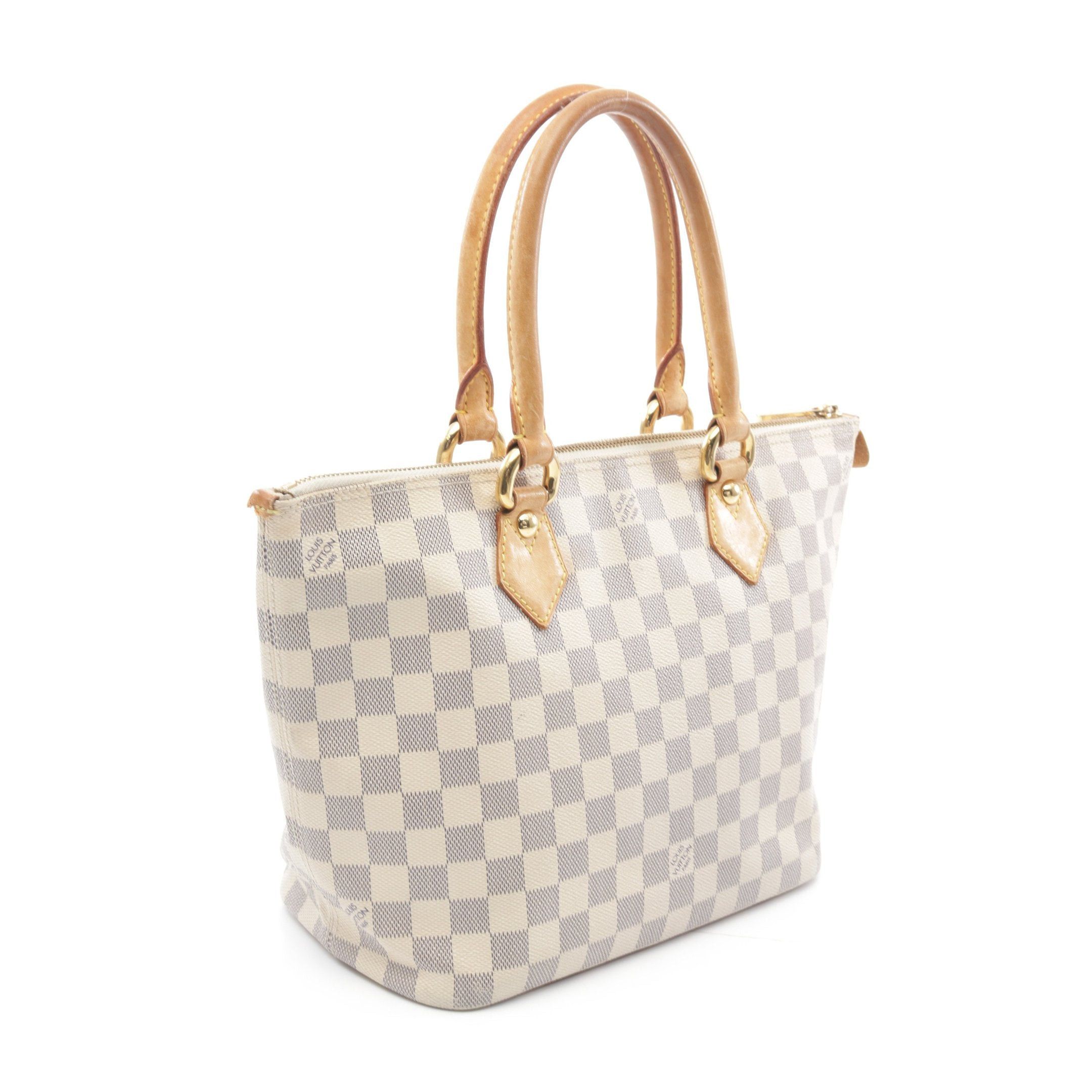 Louis Vuitton Louis Vuitton Saleya Pm Damier Azur Handbag Tote Bag Leather White Size ONE SIZE - 2 Thumbnail