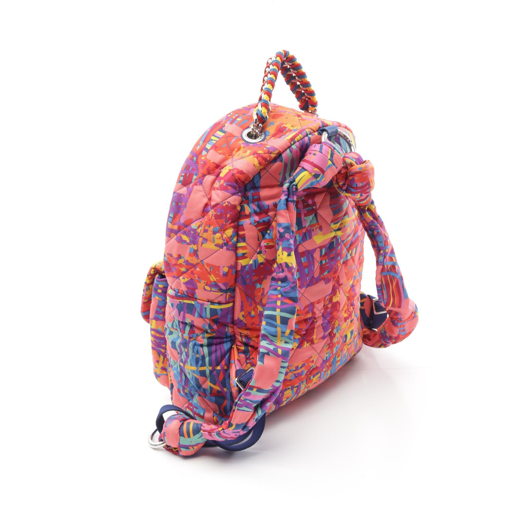 Chanel Chanel Backpack Rucksack Nylon Coral Orange Multicolor Silver Hardware Size ONE SIZE - 2 Thumbnail