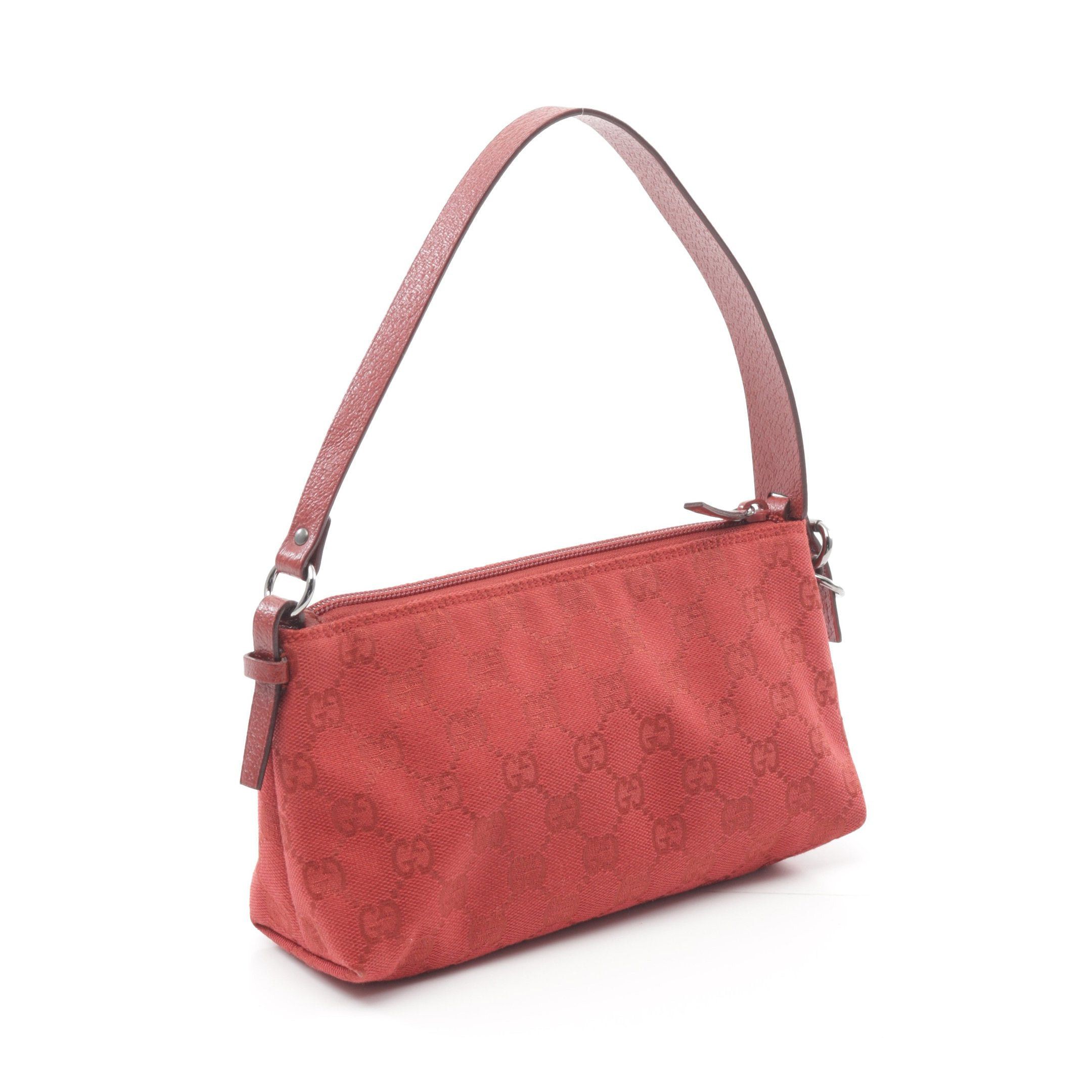 Gucci Gucci Gg Canvas Accessory Pouch Handbag Leather Red Size ONE SIZE - 2 Thumbnail