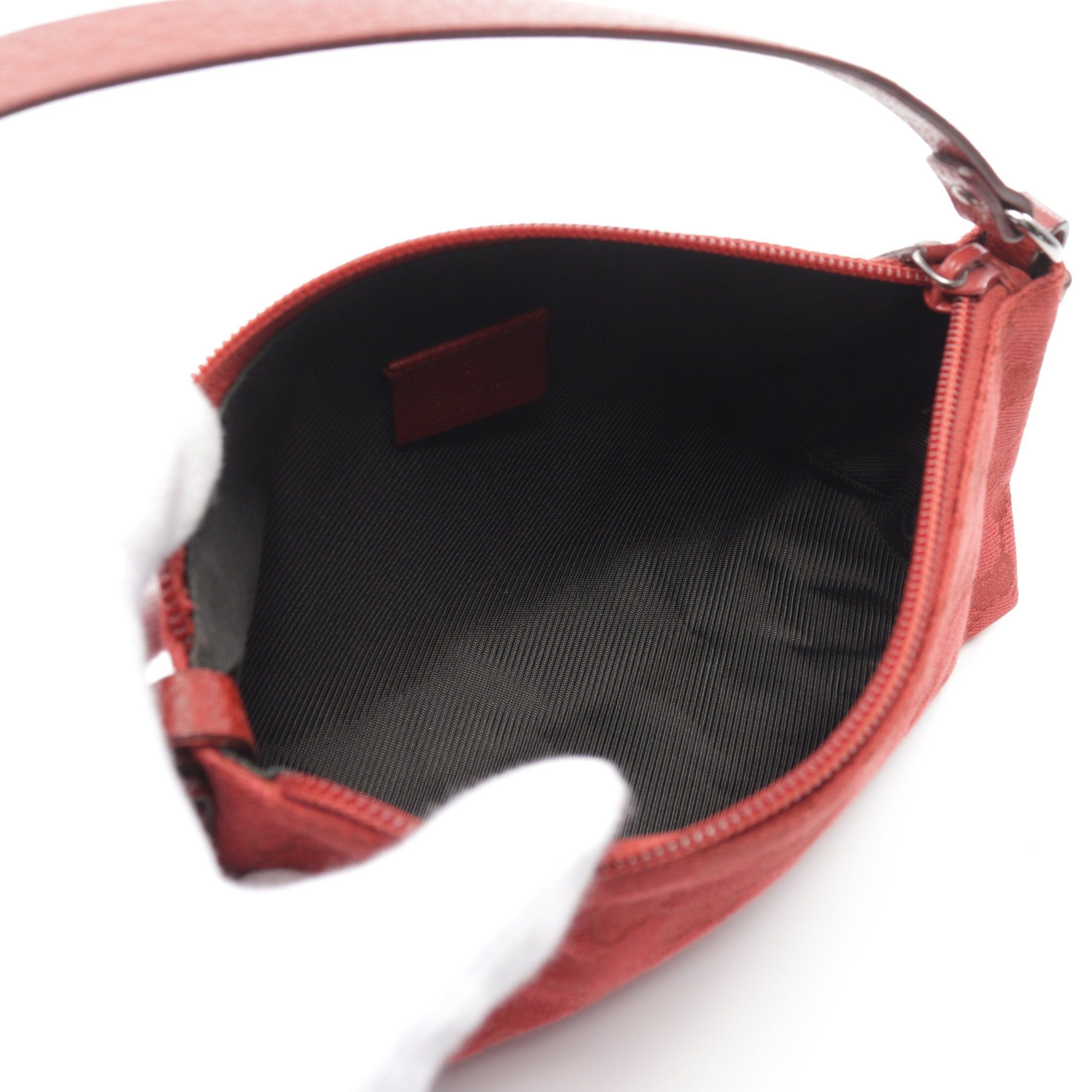 Gucci Gucci Gg Canvas Accessory Pouch Handbag Leather Red Size ONE SIZE - 3 Thumbnail