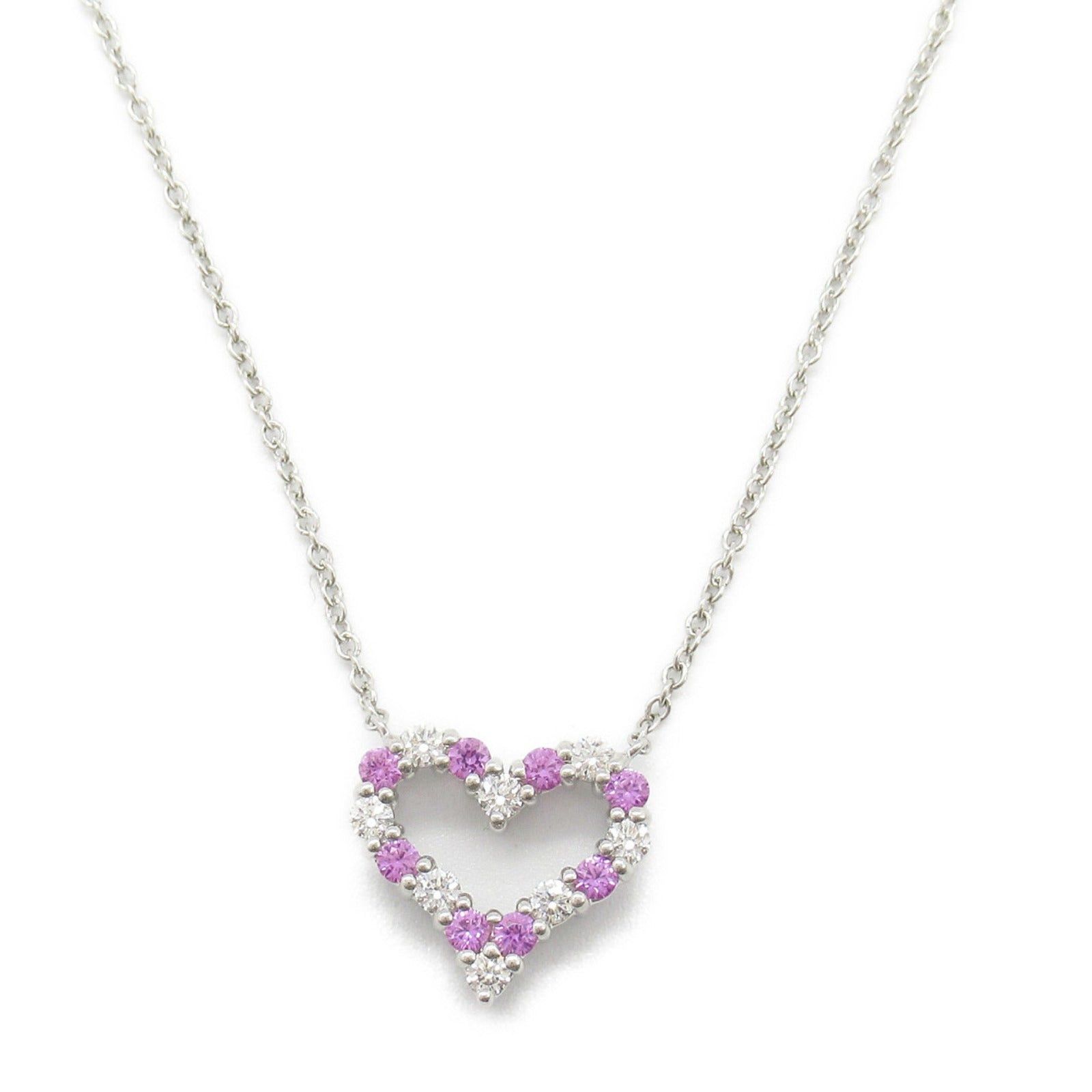 Tiffany & Co. Tiffany Co Sentimental Heart Pink Sapphire Diamond Necklace Pt950 Platinum Clear Size ONE SIZE - 2 Thumbnail
