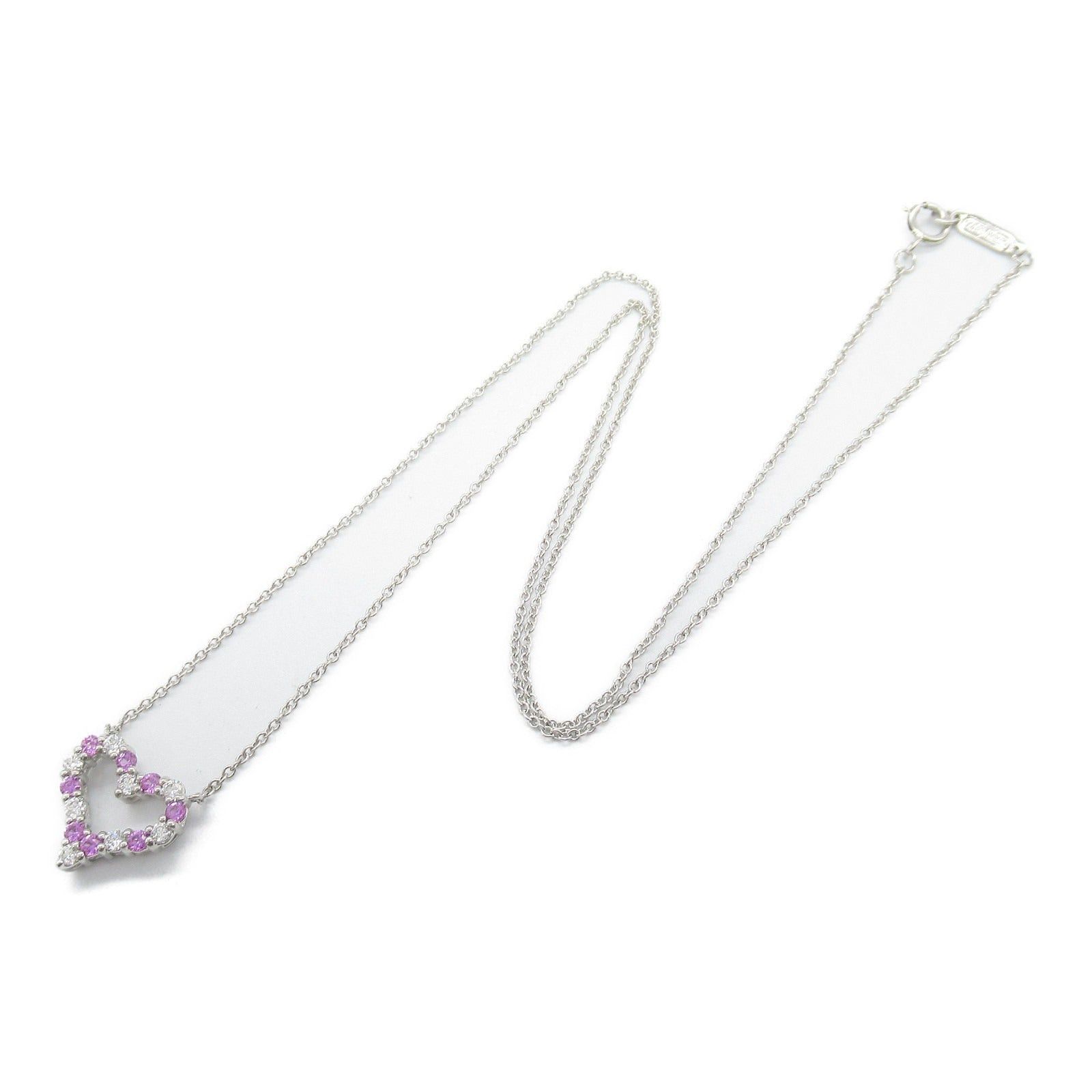 Tiffany & Co. Tiffany Co Sentimental Heart Pink Sapphire Diamond Necklace Pt950 Platinum Clear Size ONE SIZE - 3 Thumbnail