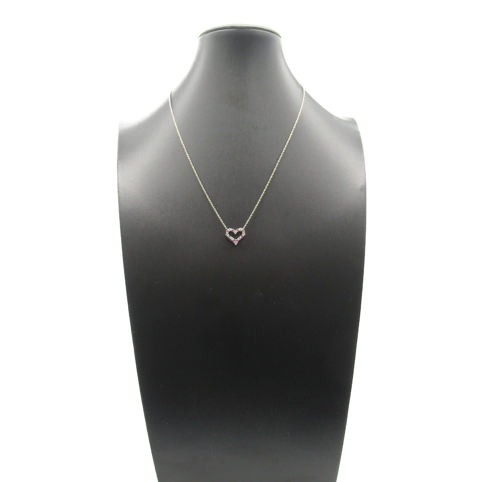 Tiffany & Co. Tiffany Co Sentimental Heart Pink Sapphire Diamond Necklace Pt950 Platinum Clear Size ONE SIZE - 7 Thumbnail