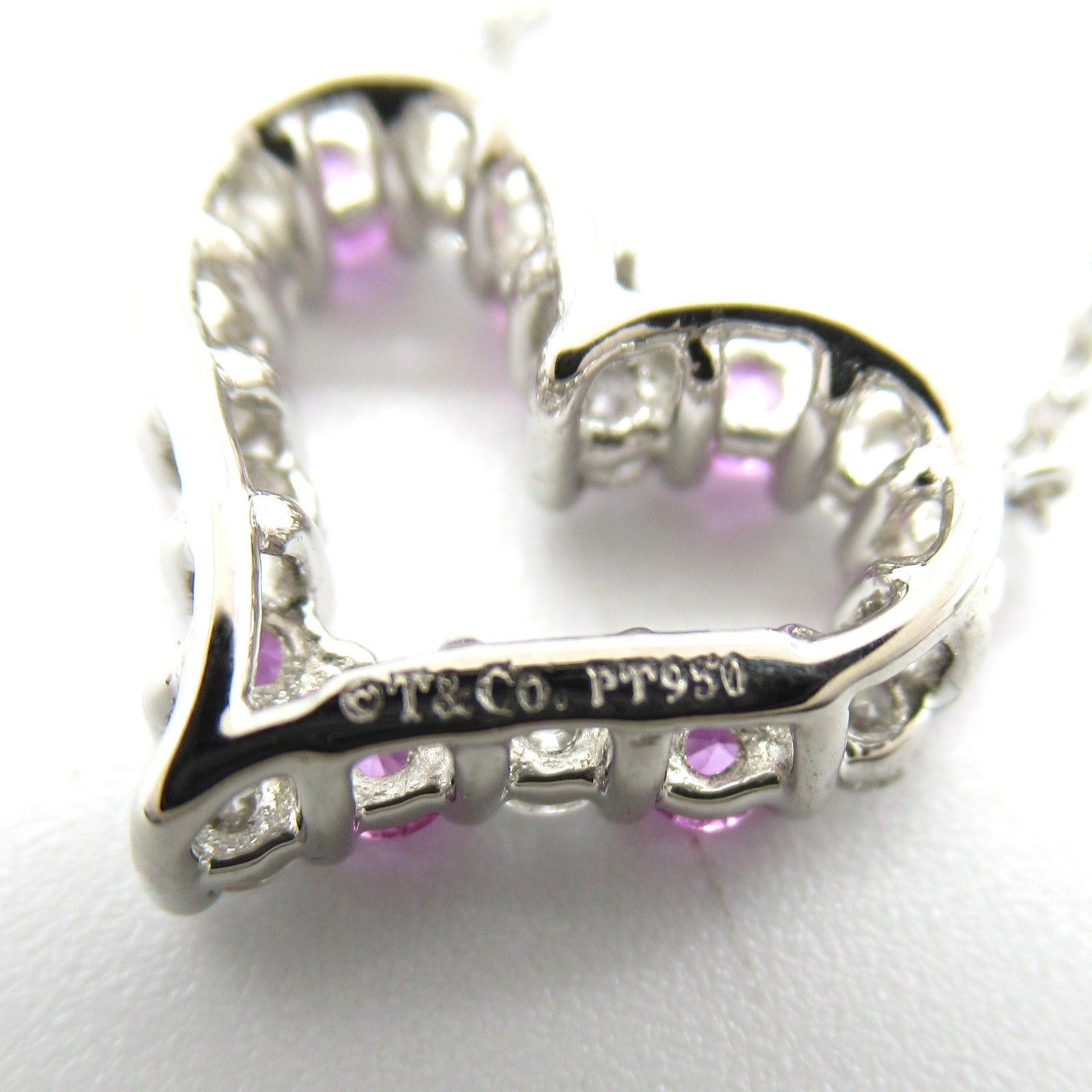 Tiffany & Co. Tiffany Co Sentimental Heart Pink Sapphire Diamond Necklace Pt950 Platinum Clear Size ONE SIZE - 6 Thumbnail