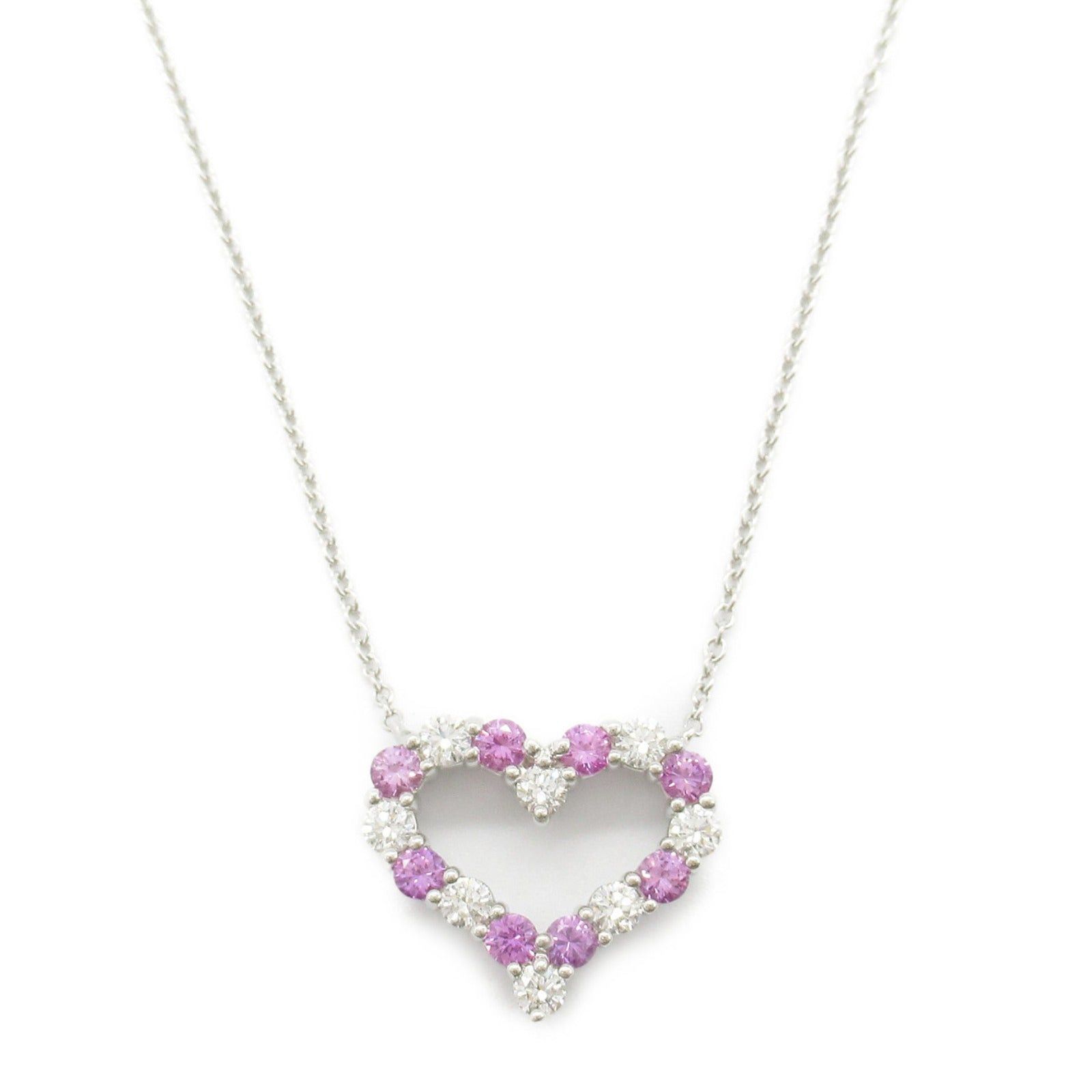 Tiffany & Co. Tiffany Co Sentimental Heart Pink Sapphire Diamond Necklace Pt950 Platinum Clear Size ONE SIZE - 2 Thumbnail