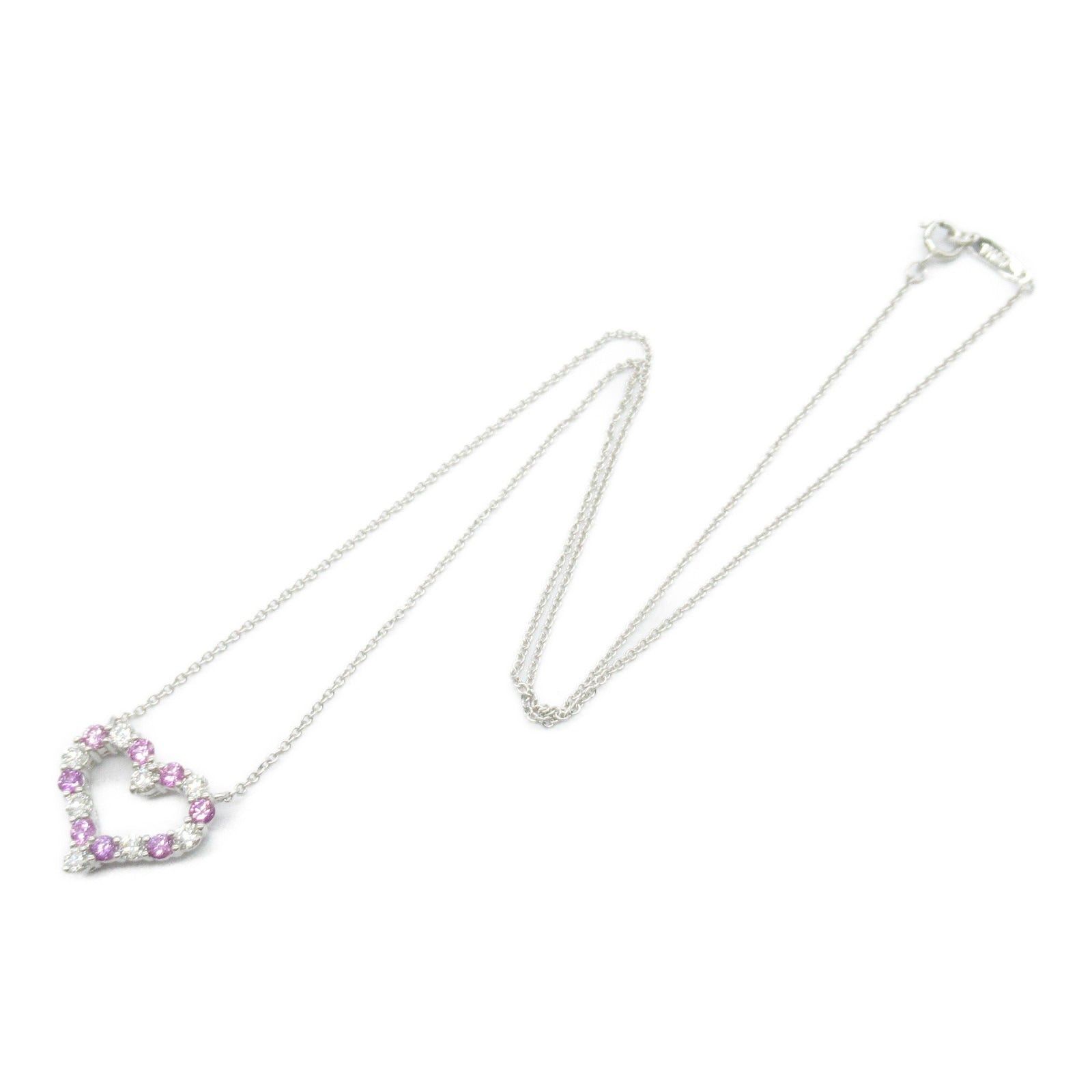 Tiffany & Co. Tiffany Co Sentimental Heart Pink Sapphire Diamond Necklace Pt950 Platinum Clear Size ONE SIZE - 3 Thumbnail