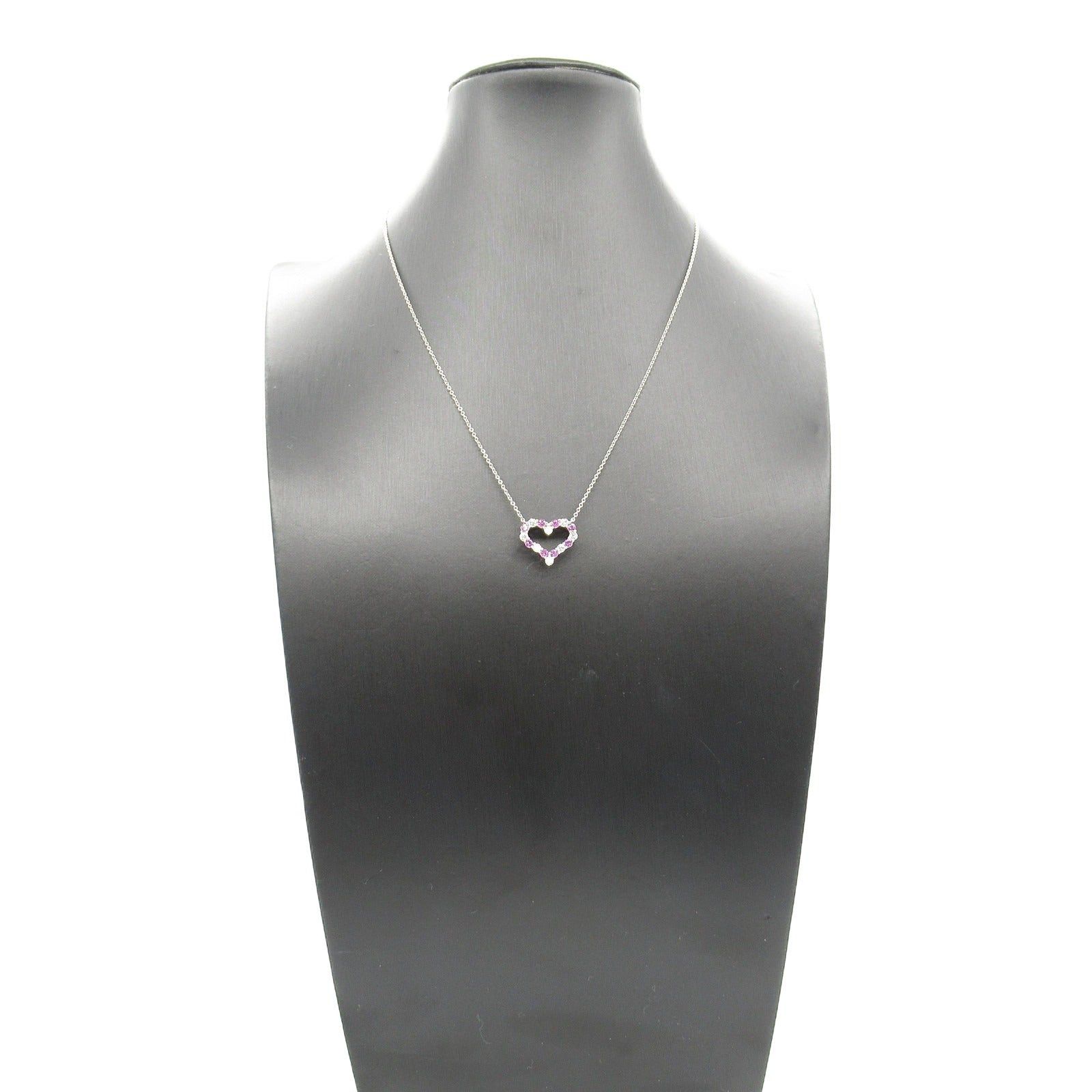 Tiffany & Co. Tiffany Co Sentimental Heart Pink Sapphire Diamond Necklace Pt950 Platinum Clear Size ONE SIZE - 6 Thumbnail