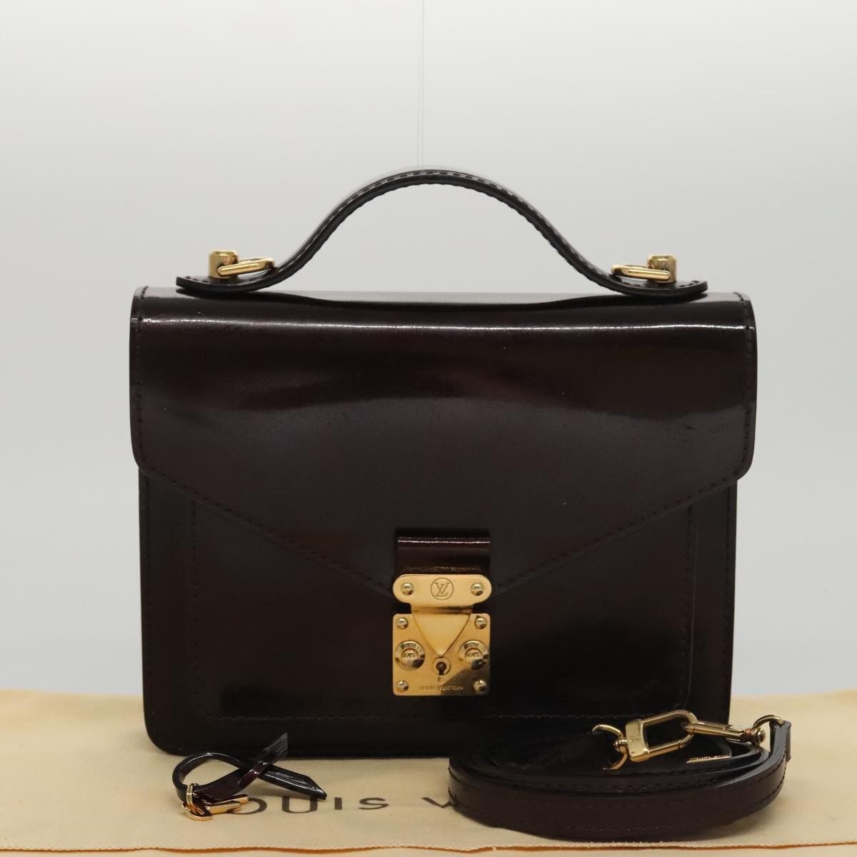 Louis Vuitton Monceau Burgundy Patent Leather Handbag (Pre-Owned) Size ONE SIZE - 18 Thumbnail