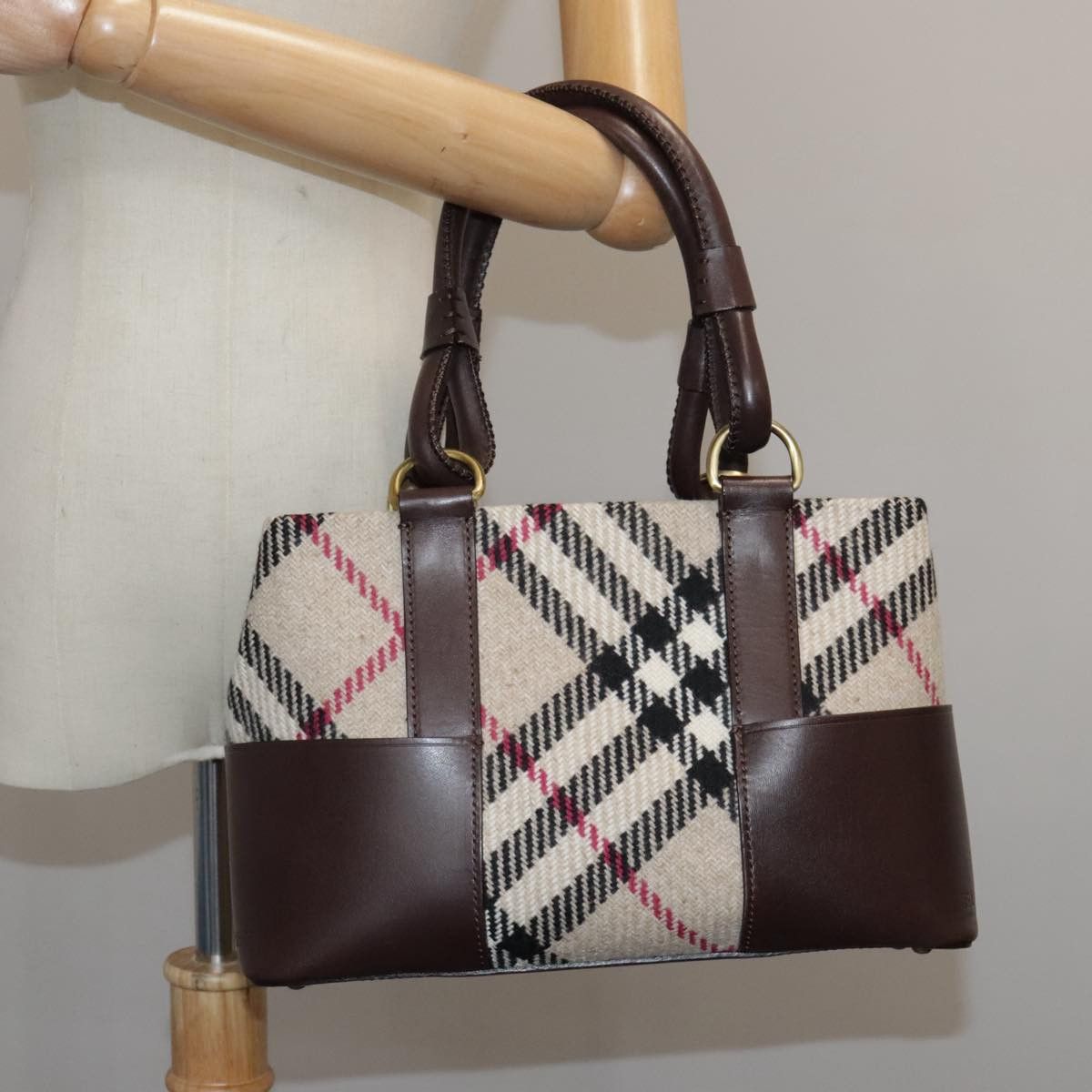 Burberry Nova Check Beige Wool Handbag (Pre-Owned) Size ONE SIZE - 17 Thumbnail