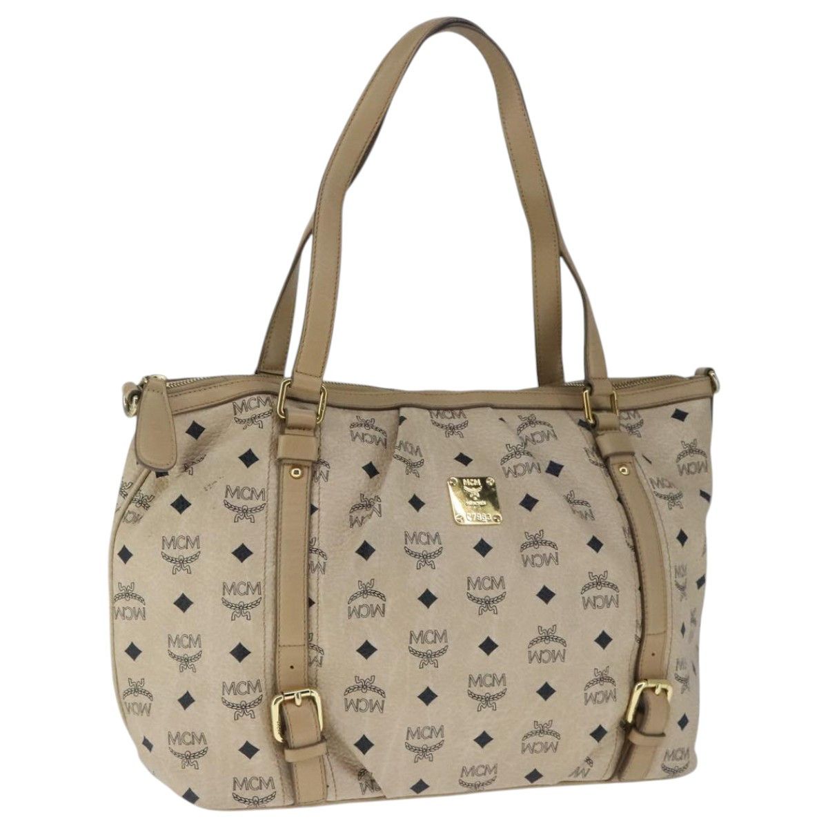 MCM Visetos Beige Canvas Tote Bag (Pre-Owned) Size ONE SIZE - 17 Thumbnail