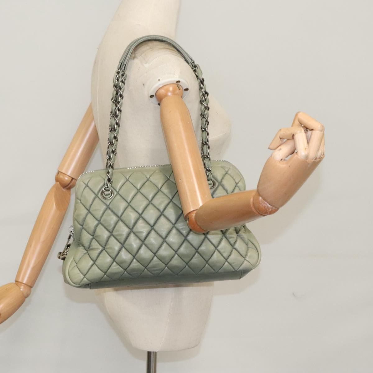 Chanel Mademoiselle Green Leather Shoulder Bag (Pre-Owned) Size ONE SIZE - 11 Thumbnail