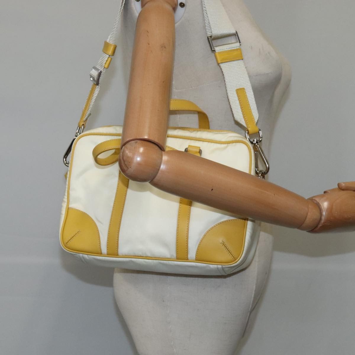 Prada Tessuto Yellow Synthetic Handbag (Pre-Owned) Size ONE SIZE - 14 Thumbnail