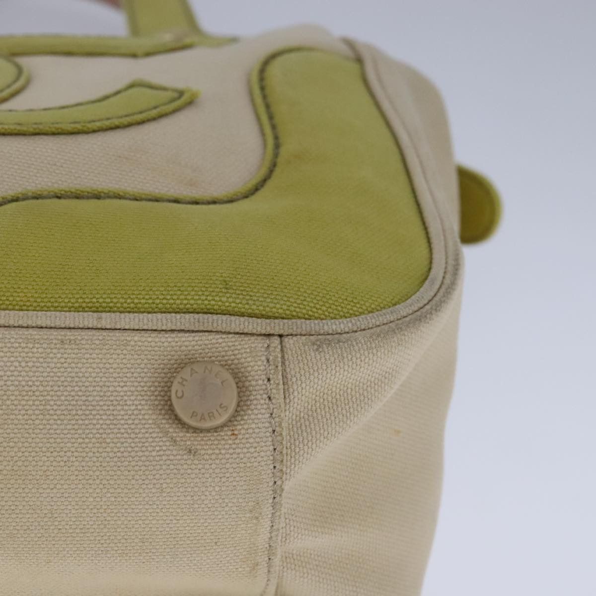 Chanel Coco Mark Beige Canvas Handbag (Pre-Owned) Size ONE SIZE - 16 Thumbnail