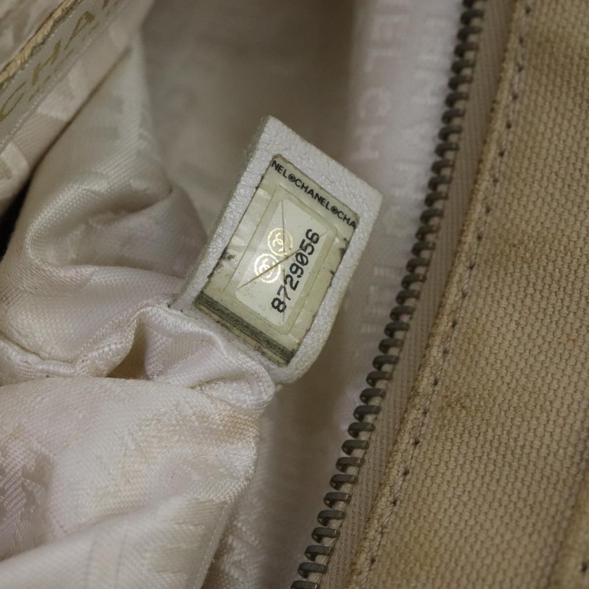 Chanel Coco Mark Beige Canvas Handbag (Pre-Owned) Size ONE SIZE - 10 Thumbnail