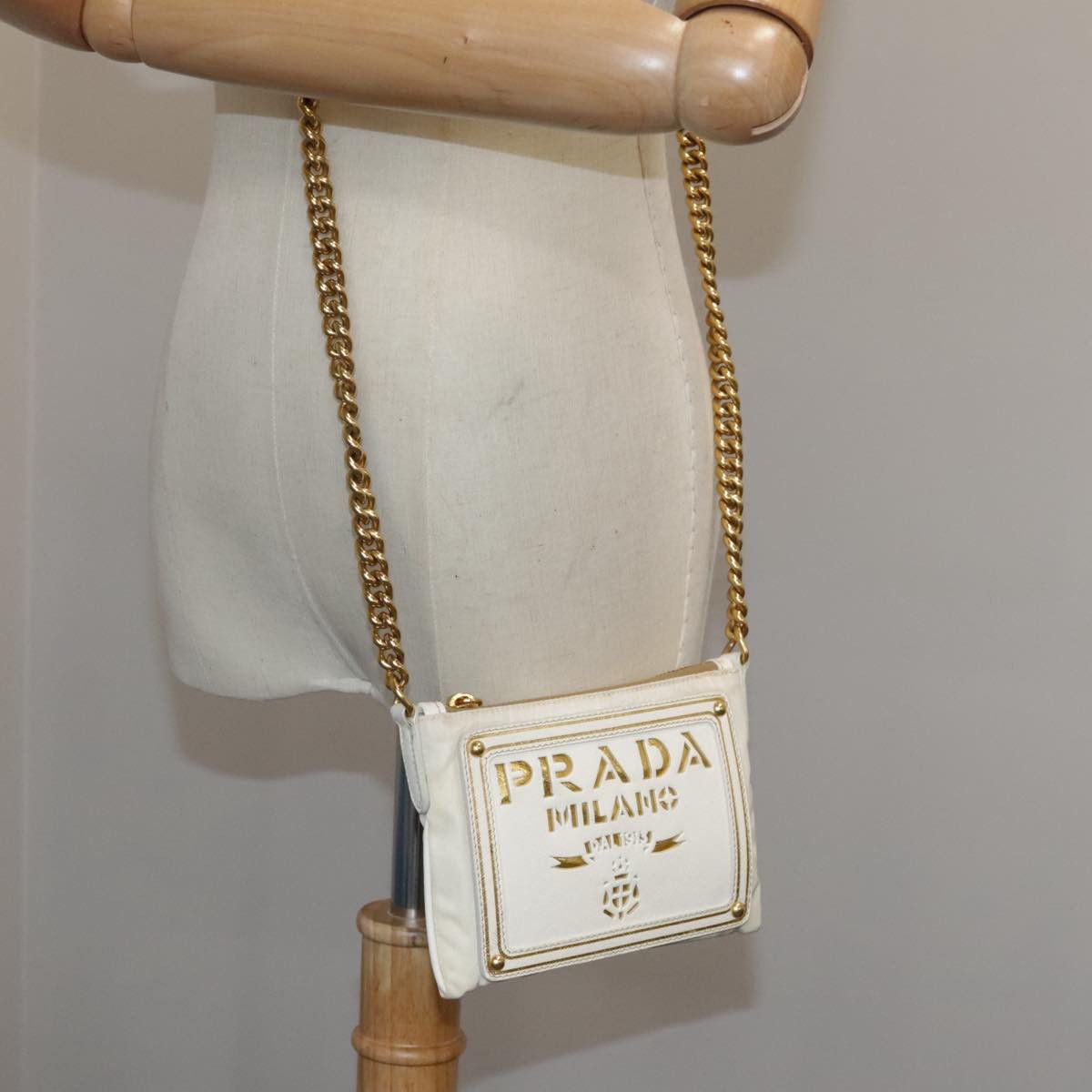 Prada Tessuto White Synthetic Shoulder Bag (Pre-Owned) Size ONE SIZE - 11 Thumbnail