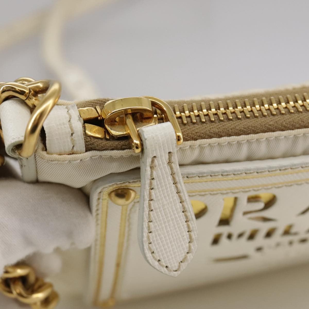 Prada Tessuto White Synthetic Shoulder Bag (Pre-Owned) Size ONE SIZE - 7 Thumbnail