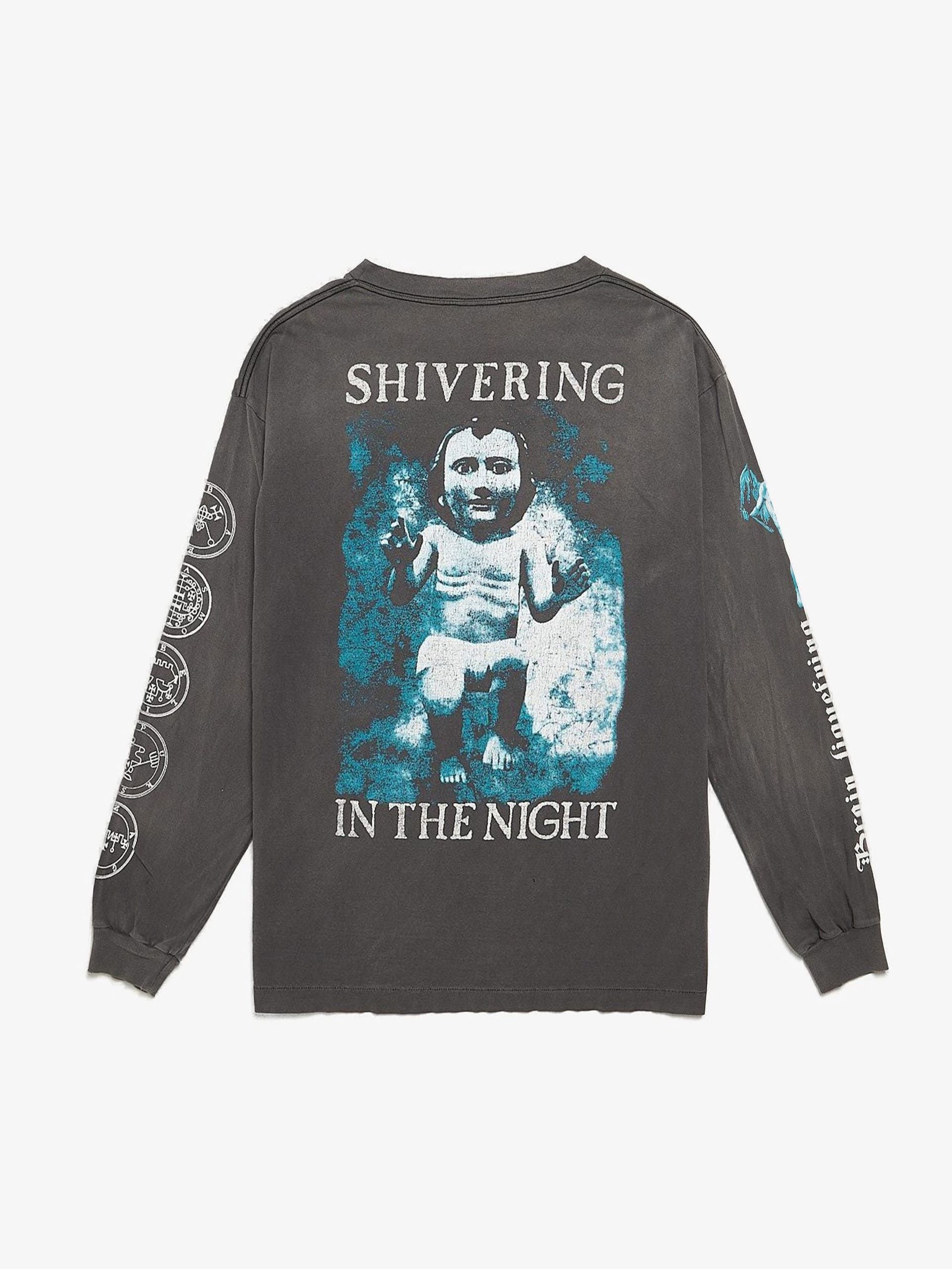 Saint Michael Black Washed Shivering Logo Printed Cotton Longsleeve Size US XL / EU 56 / 4 - 2 Thumbnail