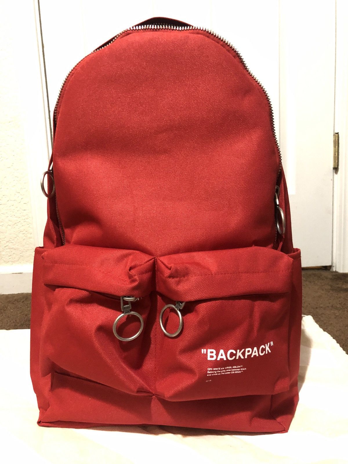 Off White Red off White Quote Backpack Grailed