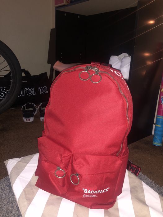 Off White Red off White Quote Backpack Grailed