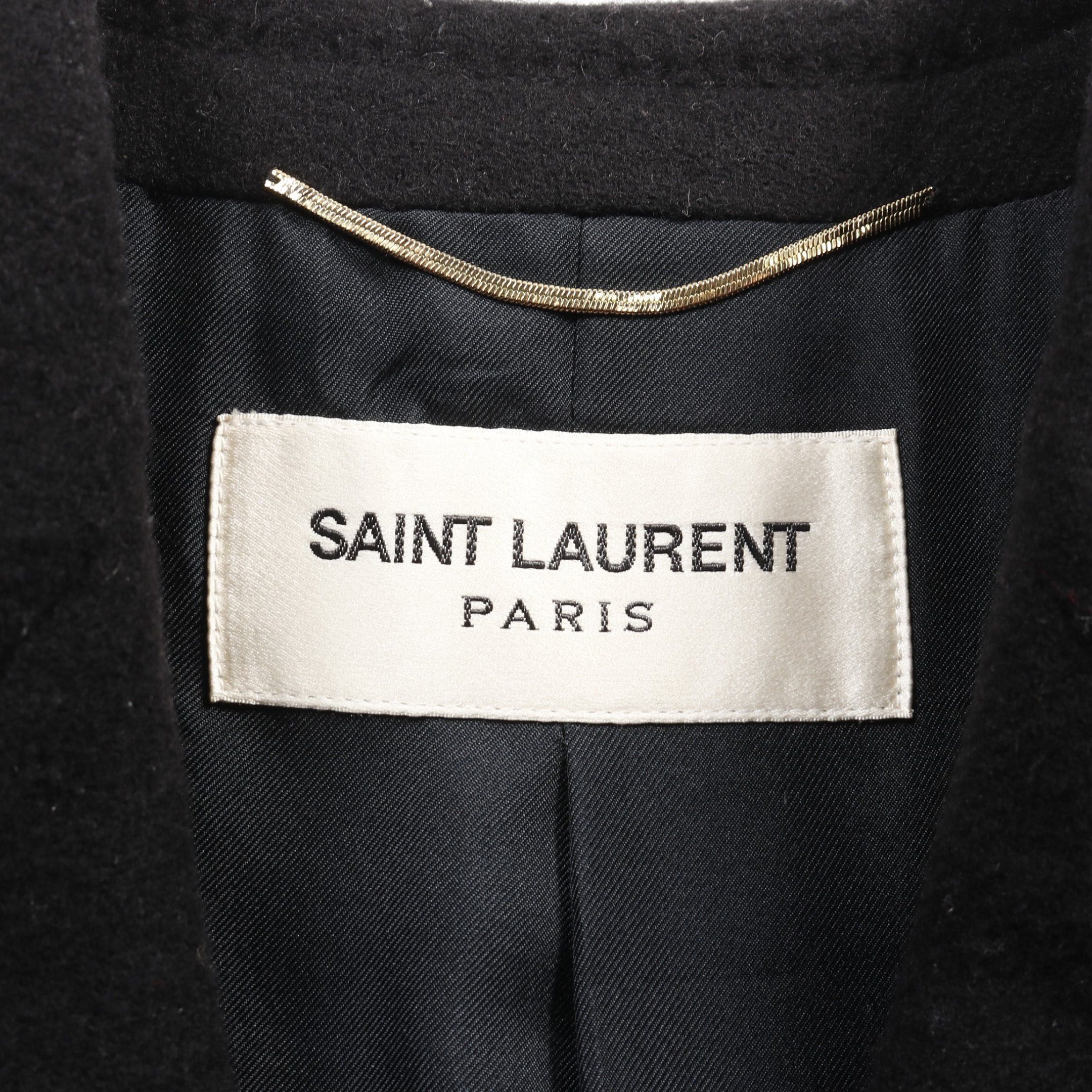 Yves Saint Laurent Yves Saint Laurent Chester Coat Wool Angola Fiber Black Size ONE SIZE - 3 Thumbnail