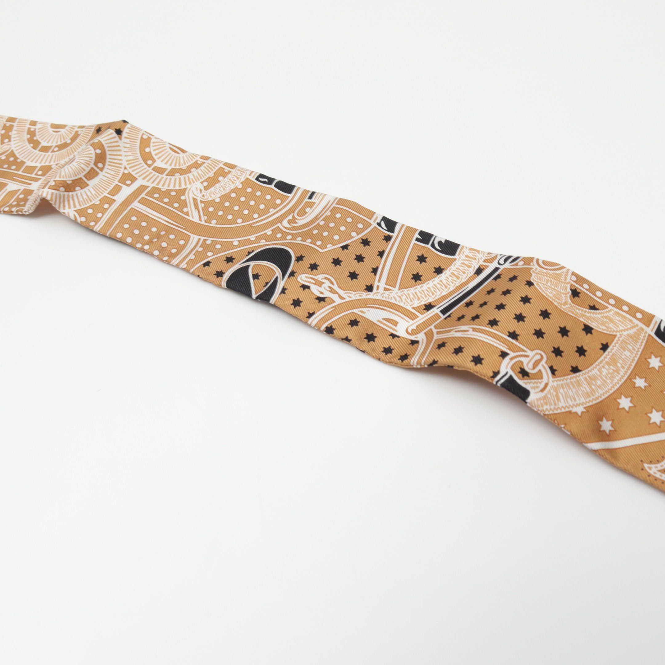 Hermes Hermes Twilly Eperon Bandana Ribbon Scarf Silk Beige Multicolor Size ONE SIZE - 4 Thumbnail