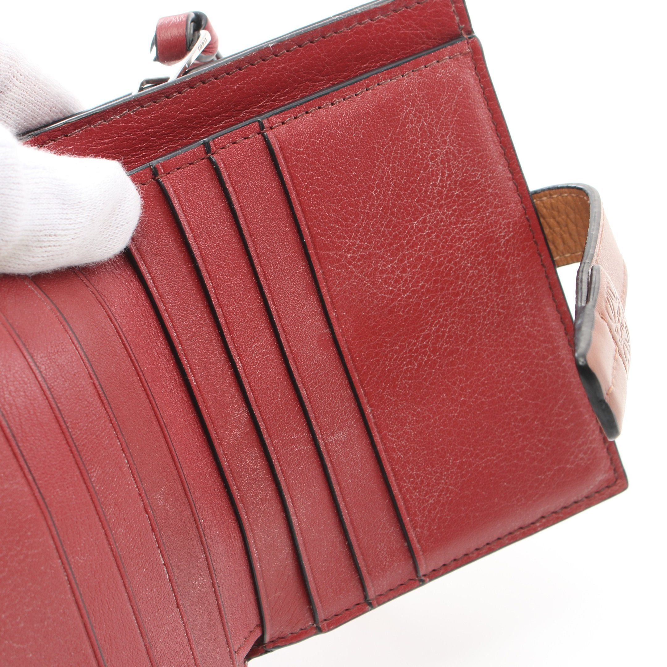 Loewe Loewe Compact Zip Wallet Bi-Fold Leather Light Brown Red Size ONE SIZE - 7 Thumbnail